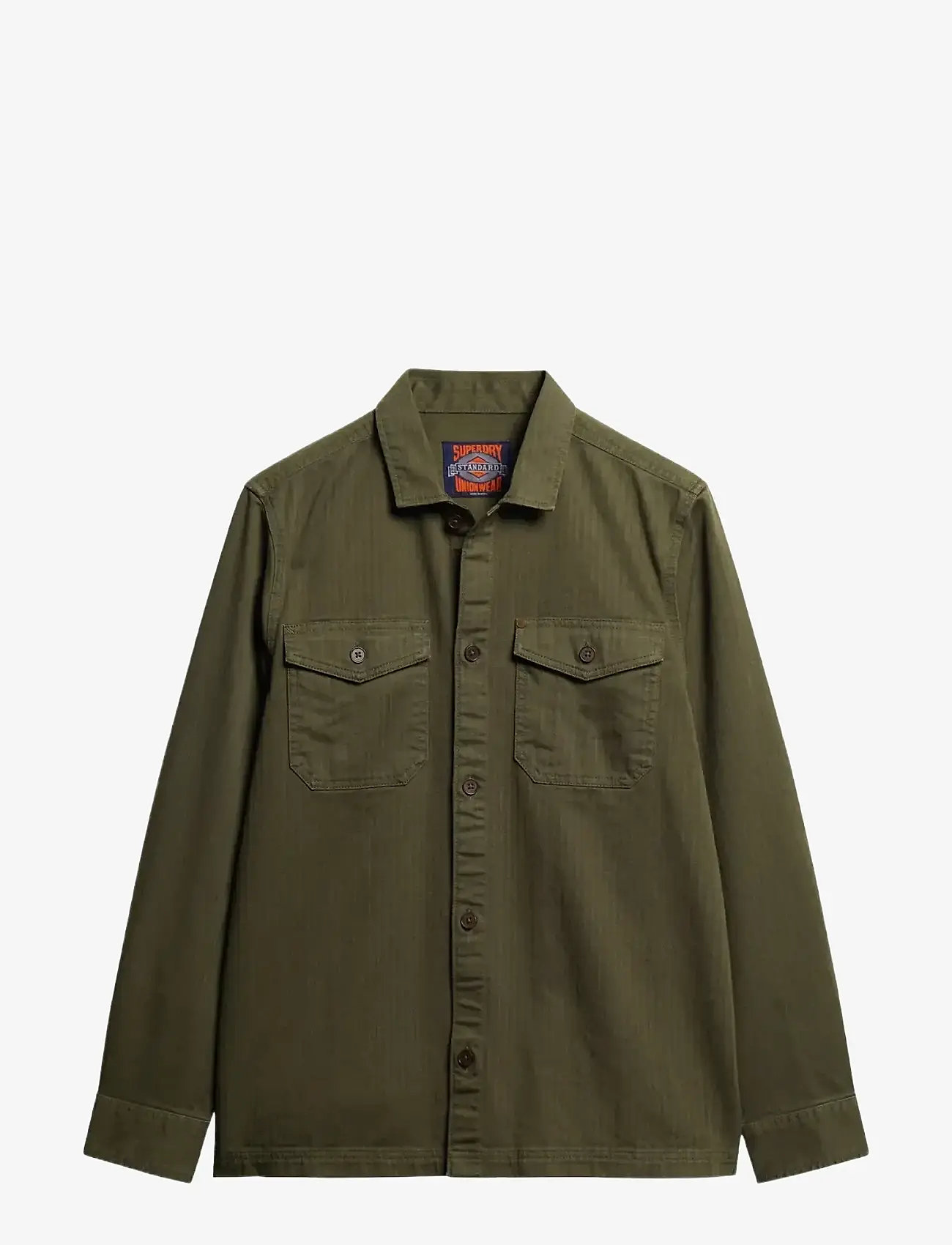 Superdry - MERCHANT HERRINGBONE OVERSHIRT - efterårstøj - olive khaki - 0