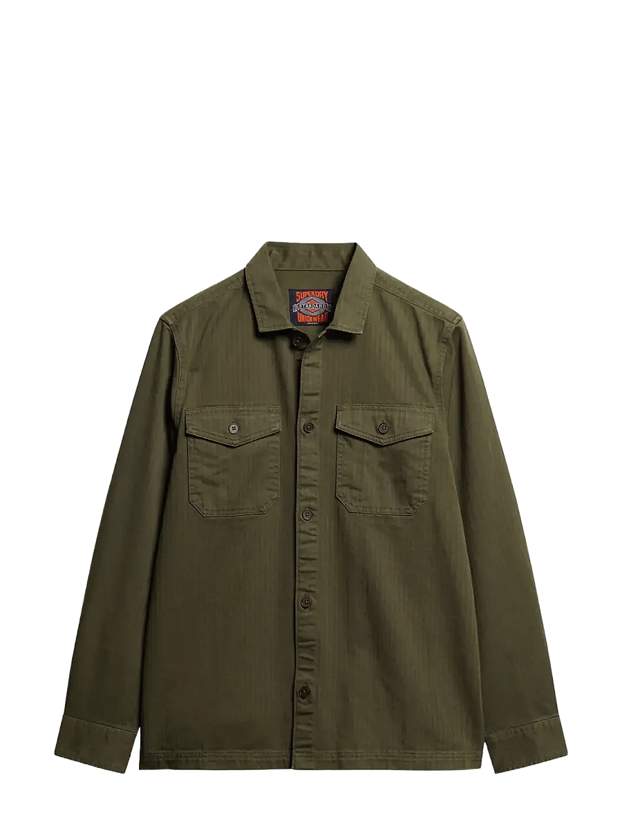Superdry - MERCHANT HERRINGBONE OVERSHIRT - Überhemden - olive khaki - 1