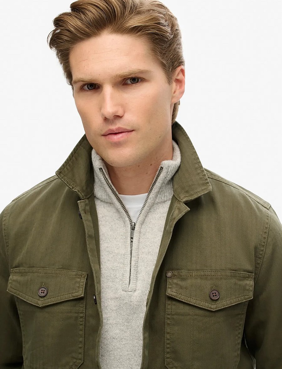 Superdry - MERCHANT HERRINGBONE OVERSHIRT - Überhemden - olive khaki - 3