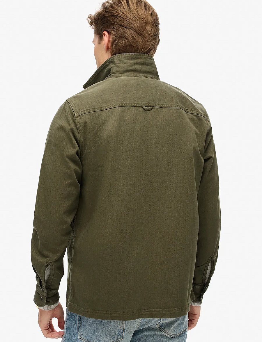 Superdry - MERCHANT HERRINGBONE OVERSHIRT - Überhemden - olive khaki - 4