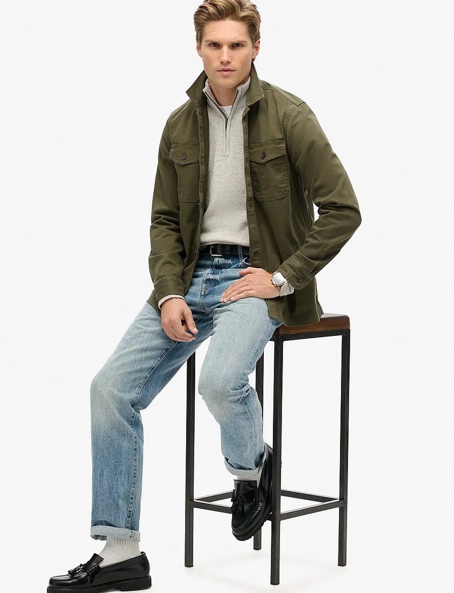Superdry - MERCHANT HERRINGBONE OVERSHIRT - Überhemden - olive khaki - 5