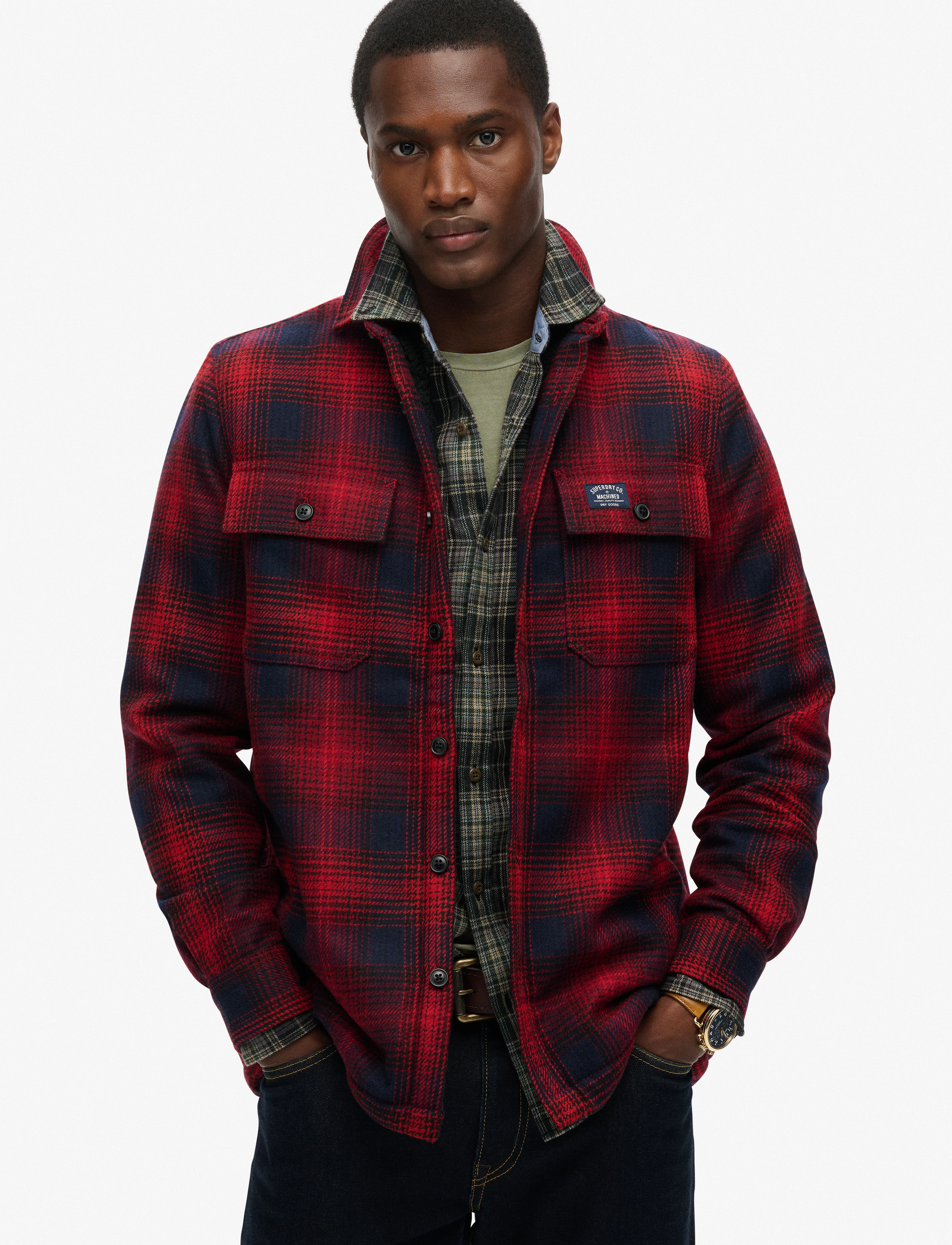 Superdry - WOOL MILLER OVERSHIRT - over ombre red - 0