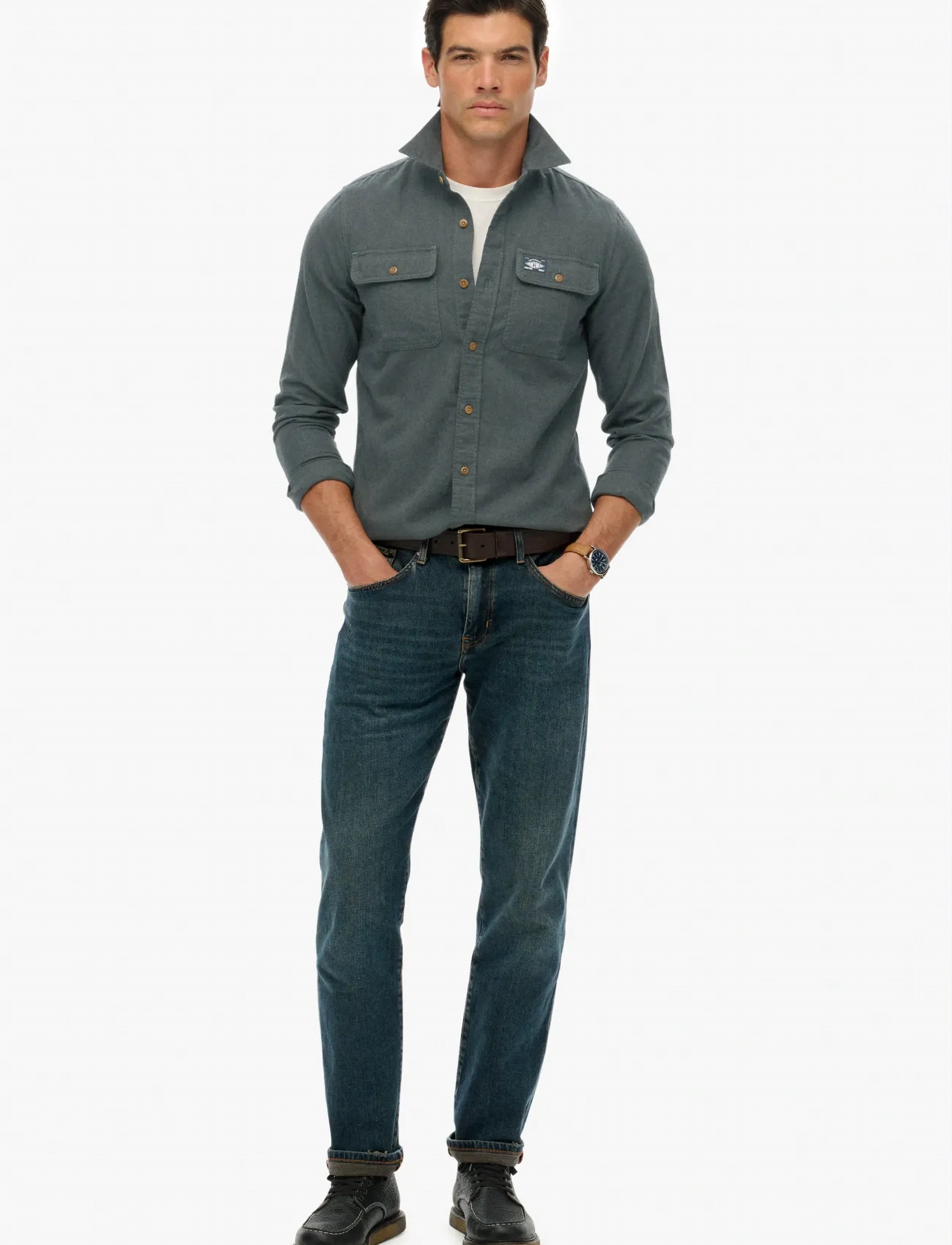 Superdry - FLANNEL WORKWEAR SHIRT - flanellskjortor - balsam green - 2