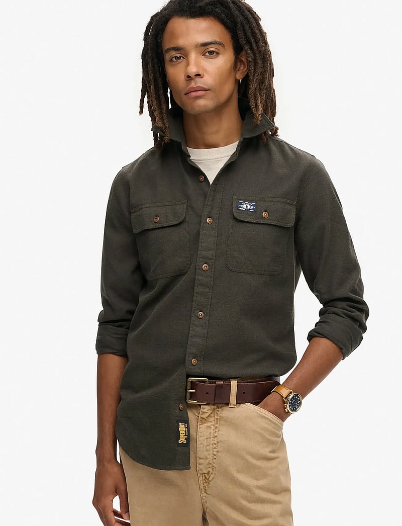 Superdry - FLANNEL WORKWEAR SHIRT - flanellipaidat - chive green - 0