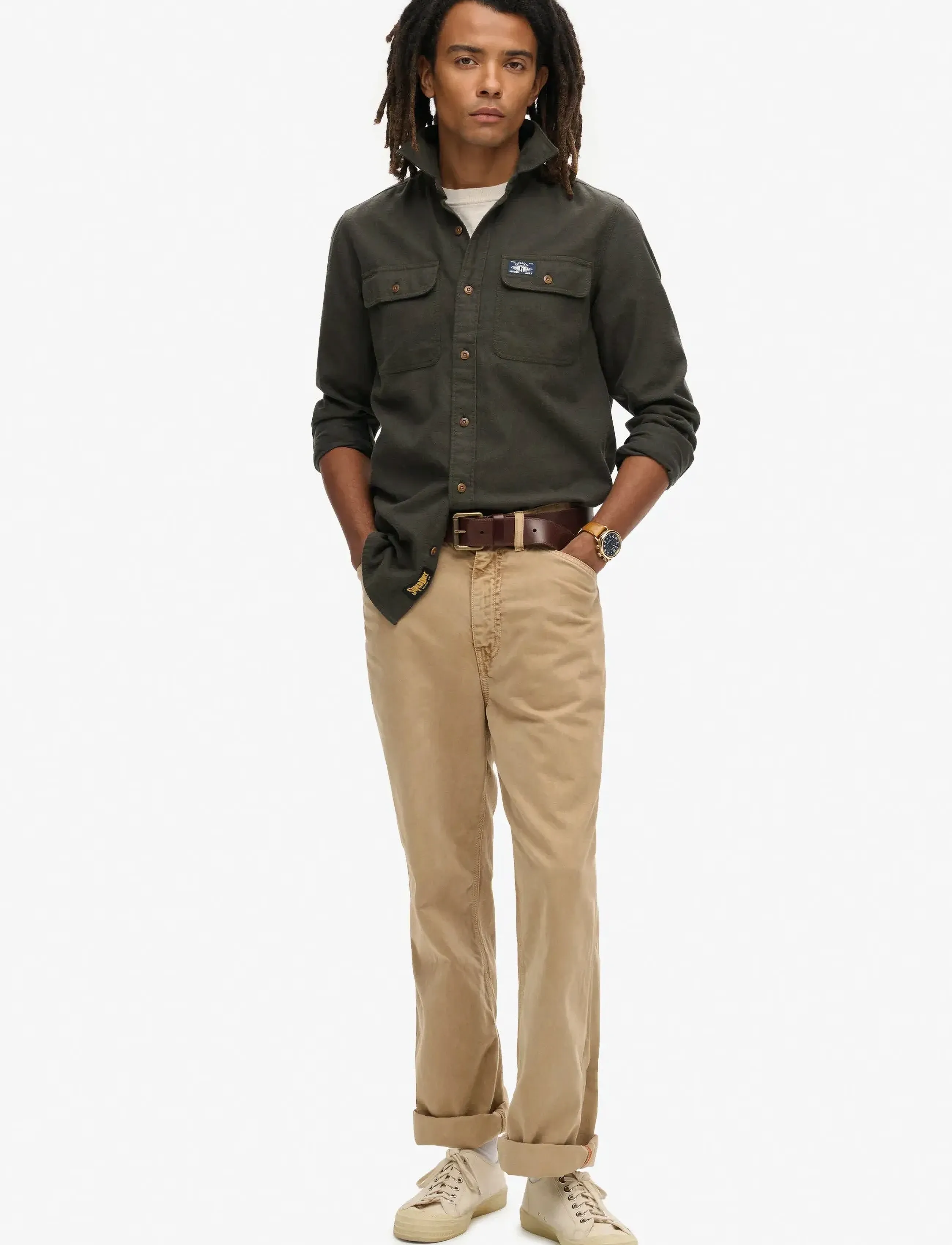 Superdry - FLANNEL WORKWEAR SHIRT - flanellskjortor - chive green - 4