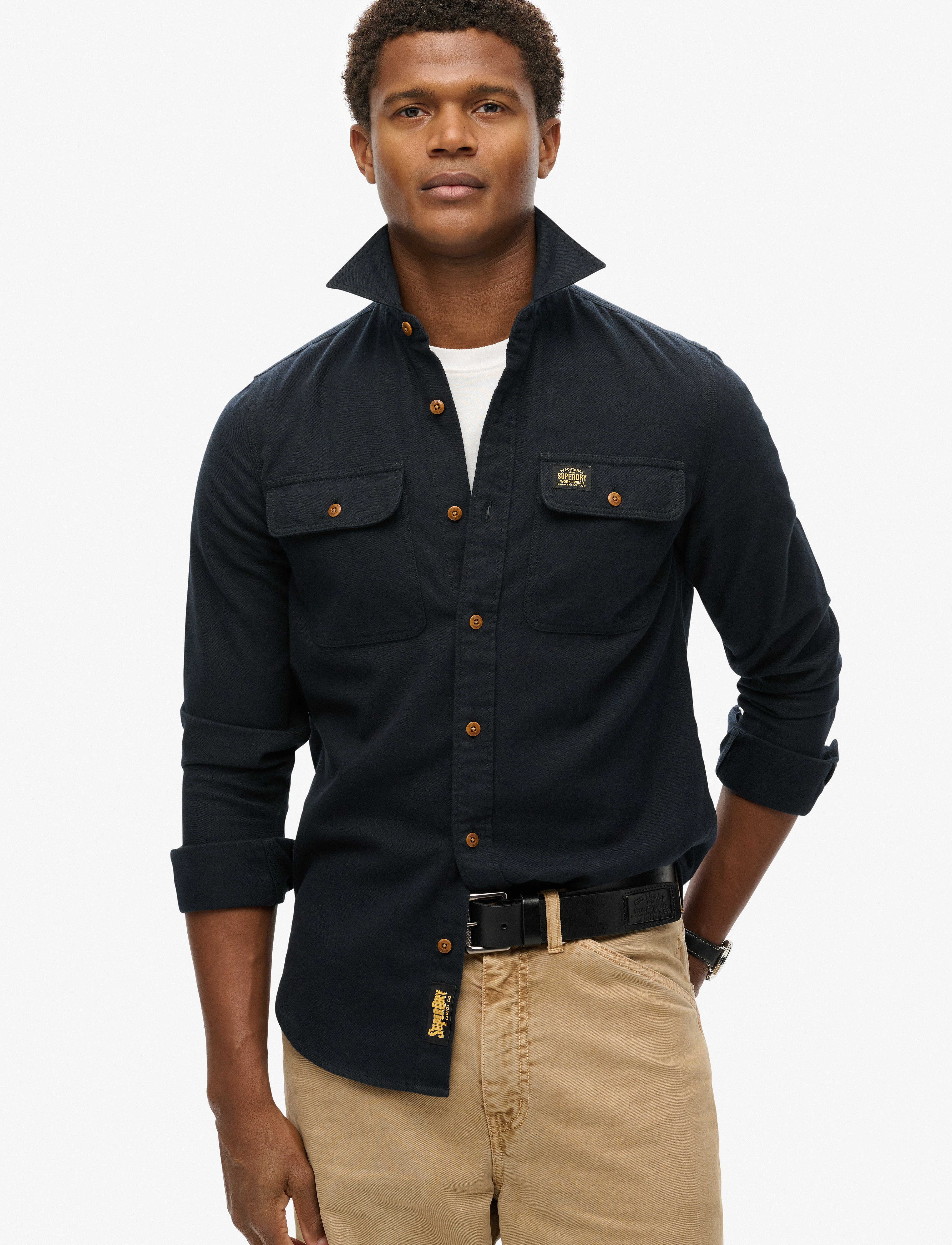 Superdry FLANNEL WORKWEAR SHIRT - Särgid - JET BLACK / black