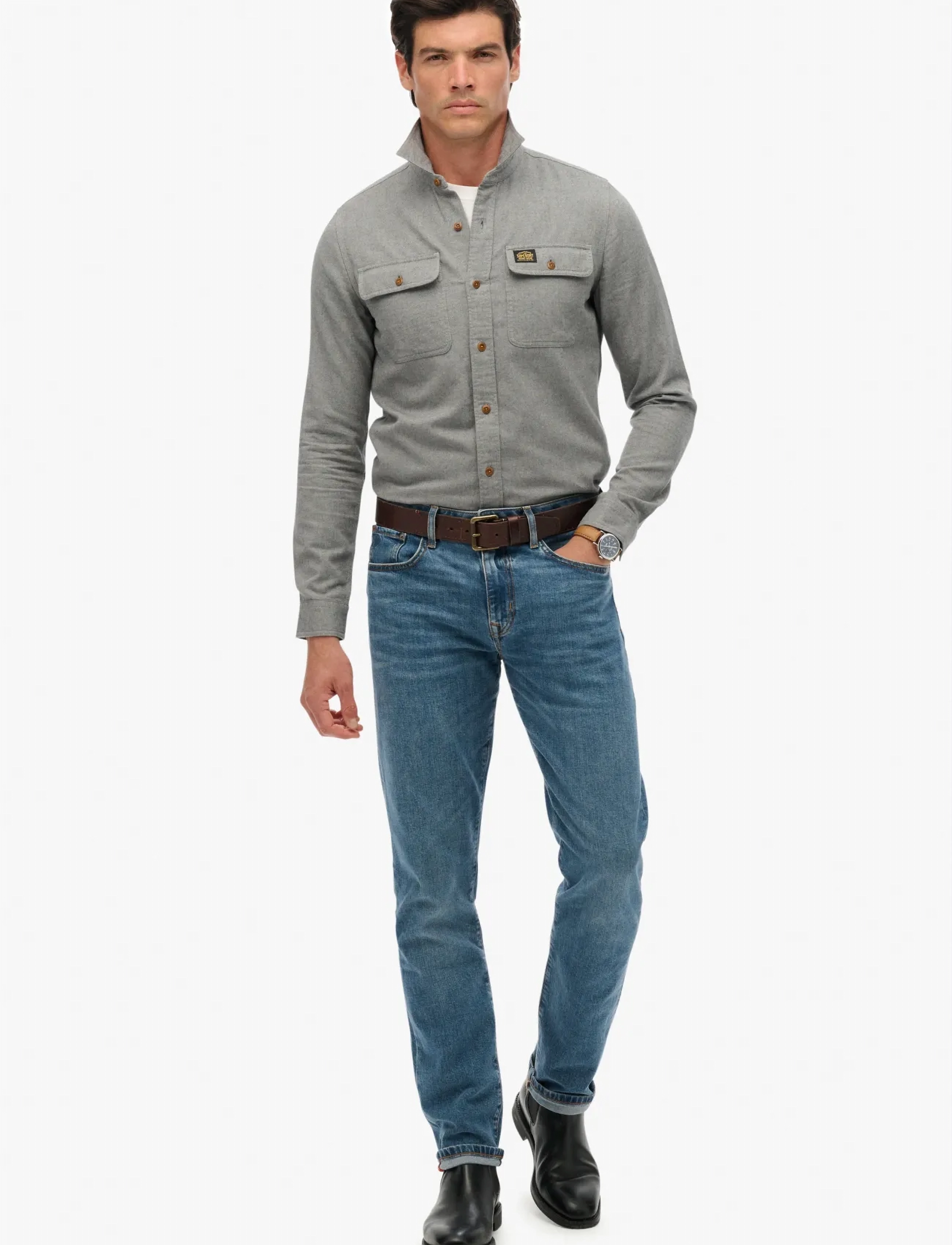 Superdry - FLANNEL WORKWEAR SHIRT - sünnipäevakingitused - pearl blue - 2