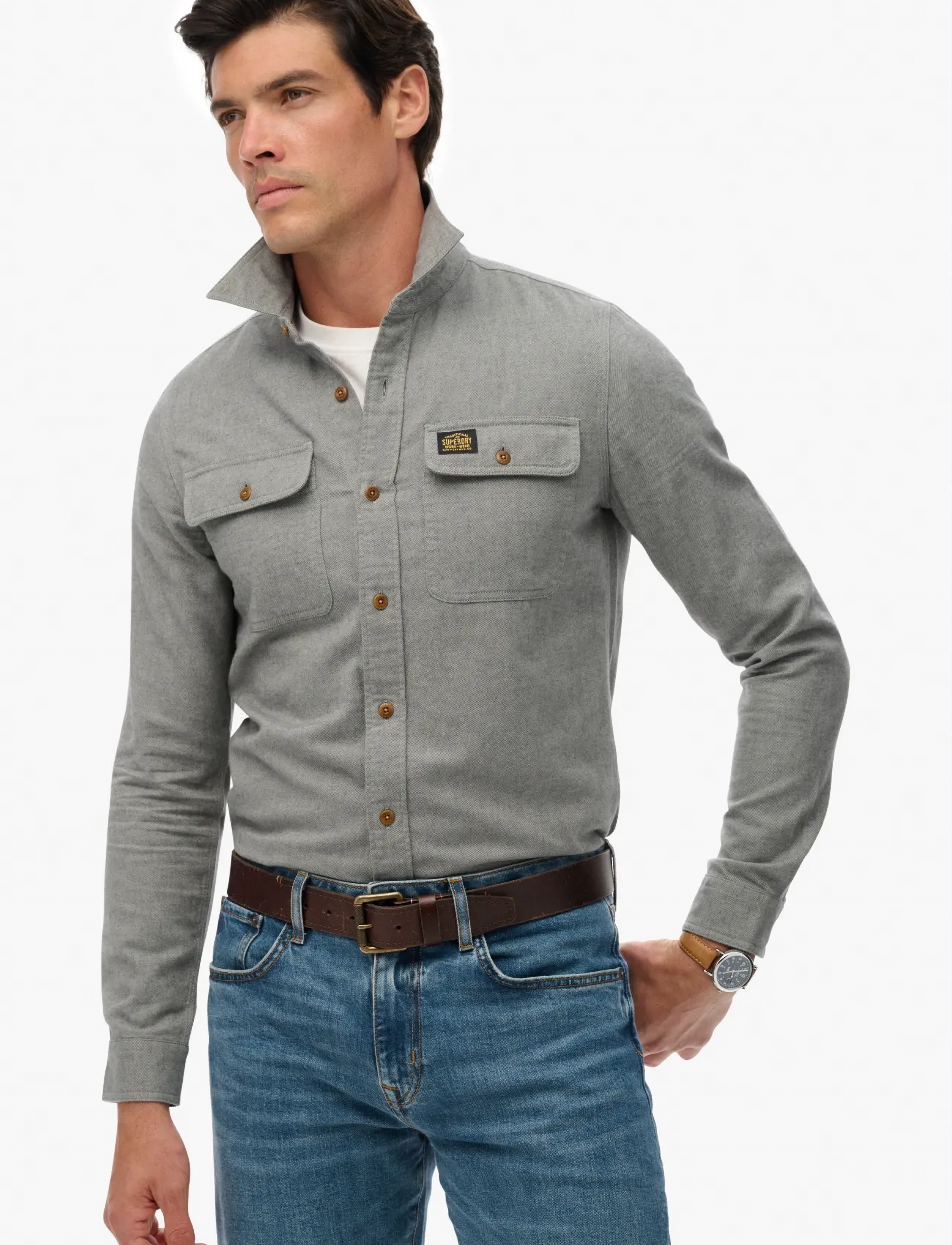 Superdry - FLANNEL WORKWEAR SHIRT - sünnipäevakingitused - pearl blue - 4