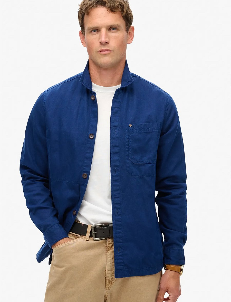 Superdry - MERCHANT LINEN BLEND OVERSHIRT - supermarine navy - 0