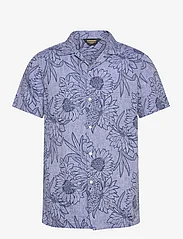Superdry - OPEN COLLAR PRINT LINEN SHIRT - linen shirts - chrysanth optic outline print - 0