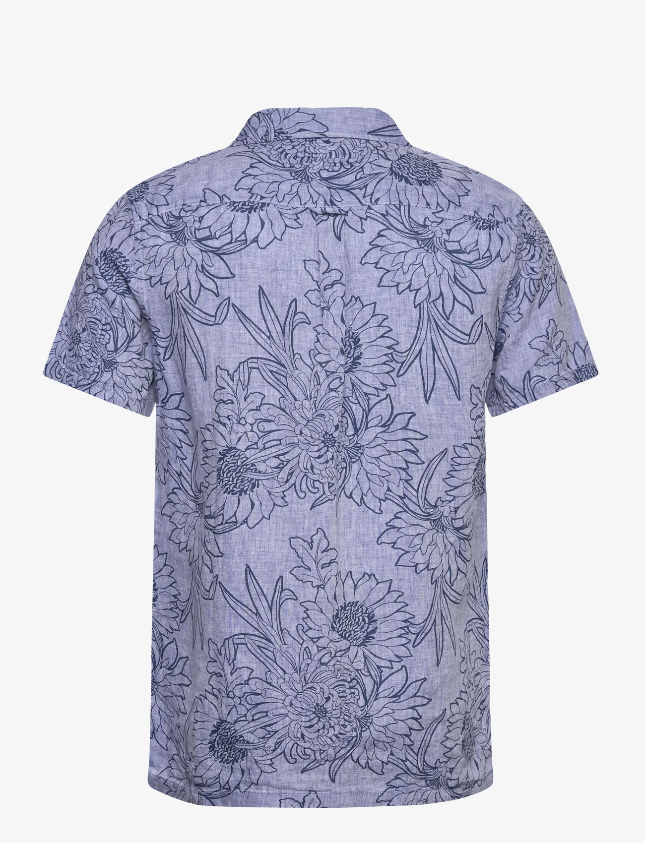 Superdry - OPEN COLLAR PRINT LINEN SHIRT - linen shirts - chrysanth optic outline print - 1