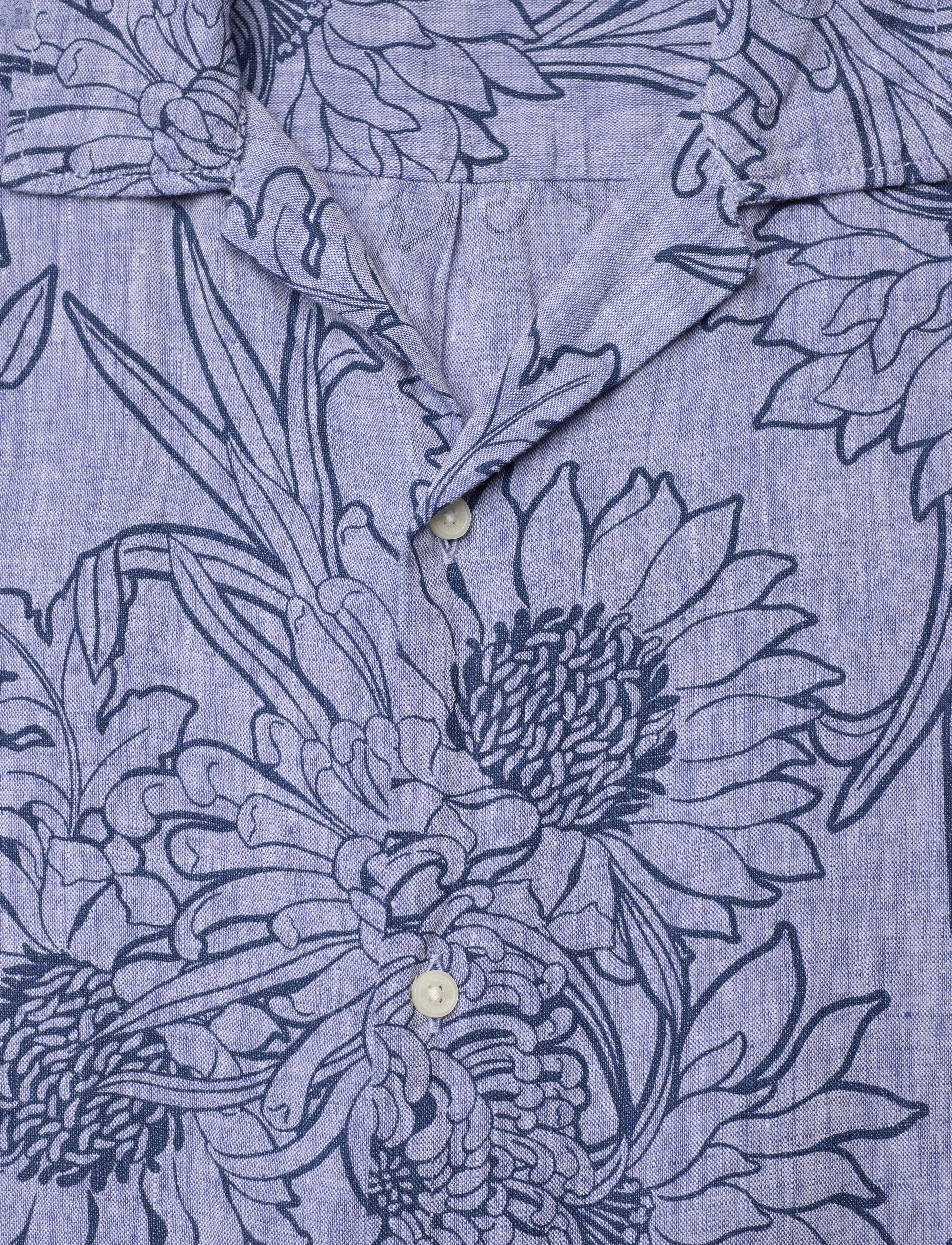 Superdry - OPEN COLLAR PRINT LINEN SHIRT - chrysanth optic outline print - 5