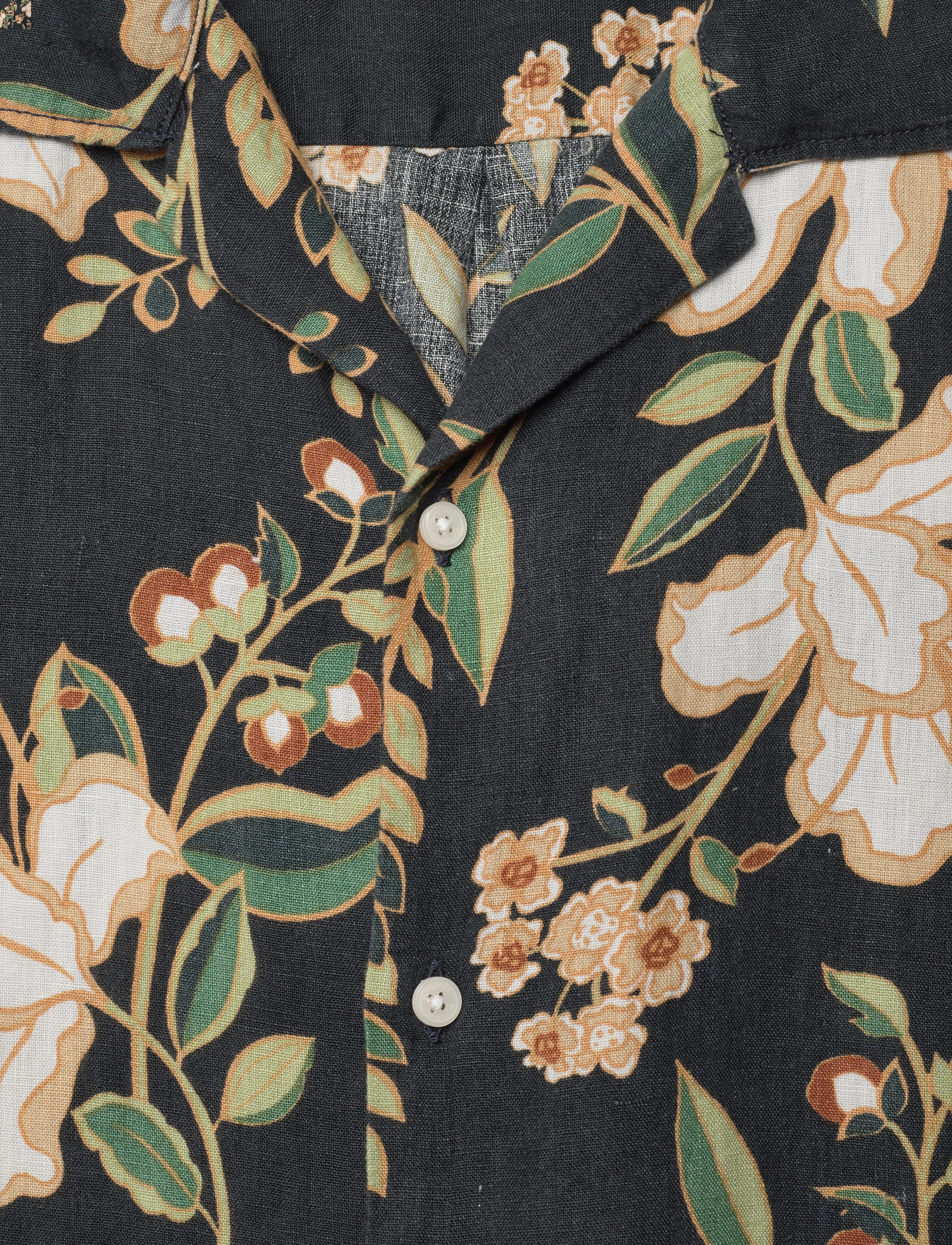Superdry - OPEN COLLAR PRINT LINEN SHIRT - madeline navy print - 5