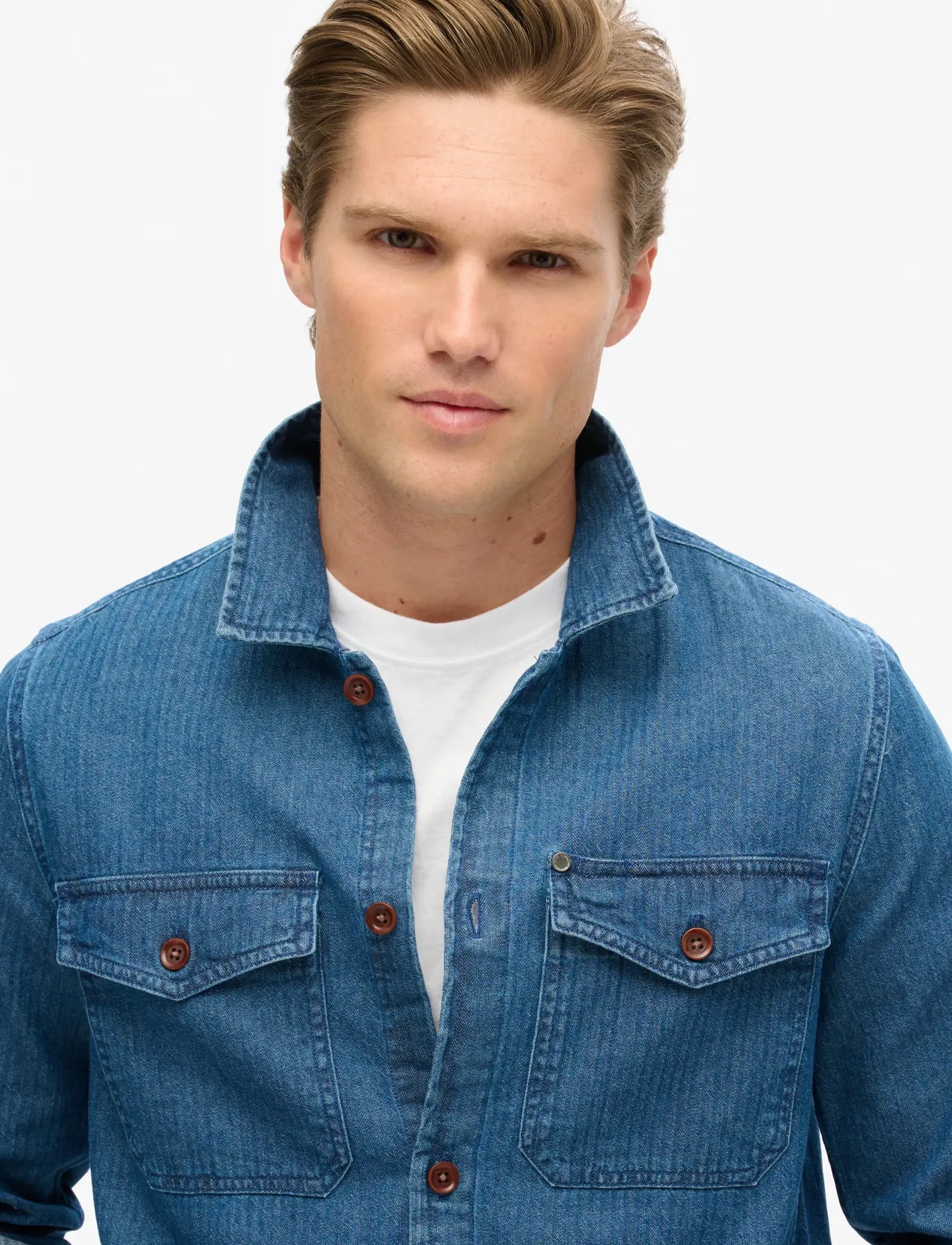 Superdry - MERCHANT INDIGO OVERSHIRT - ofodrade jeansjackor - indigo herringbone - 2