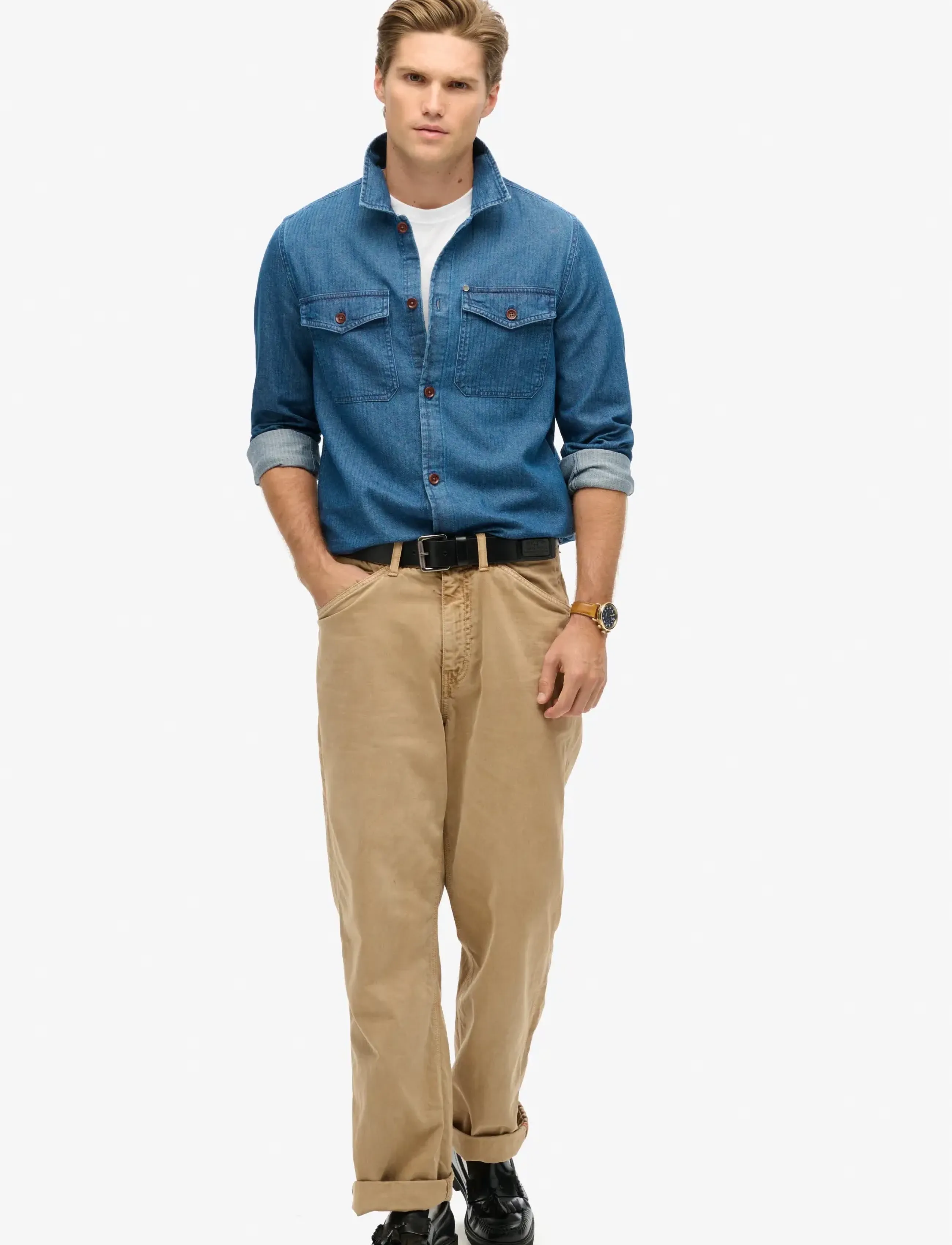 Superdry - MERCHANT INDIGO OVERSHIRT - ofodrade jeansjackor - indigo herringbone - 3