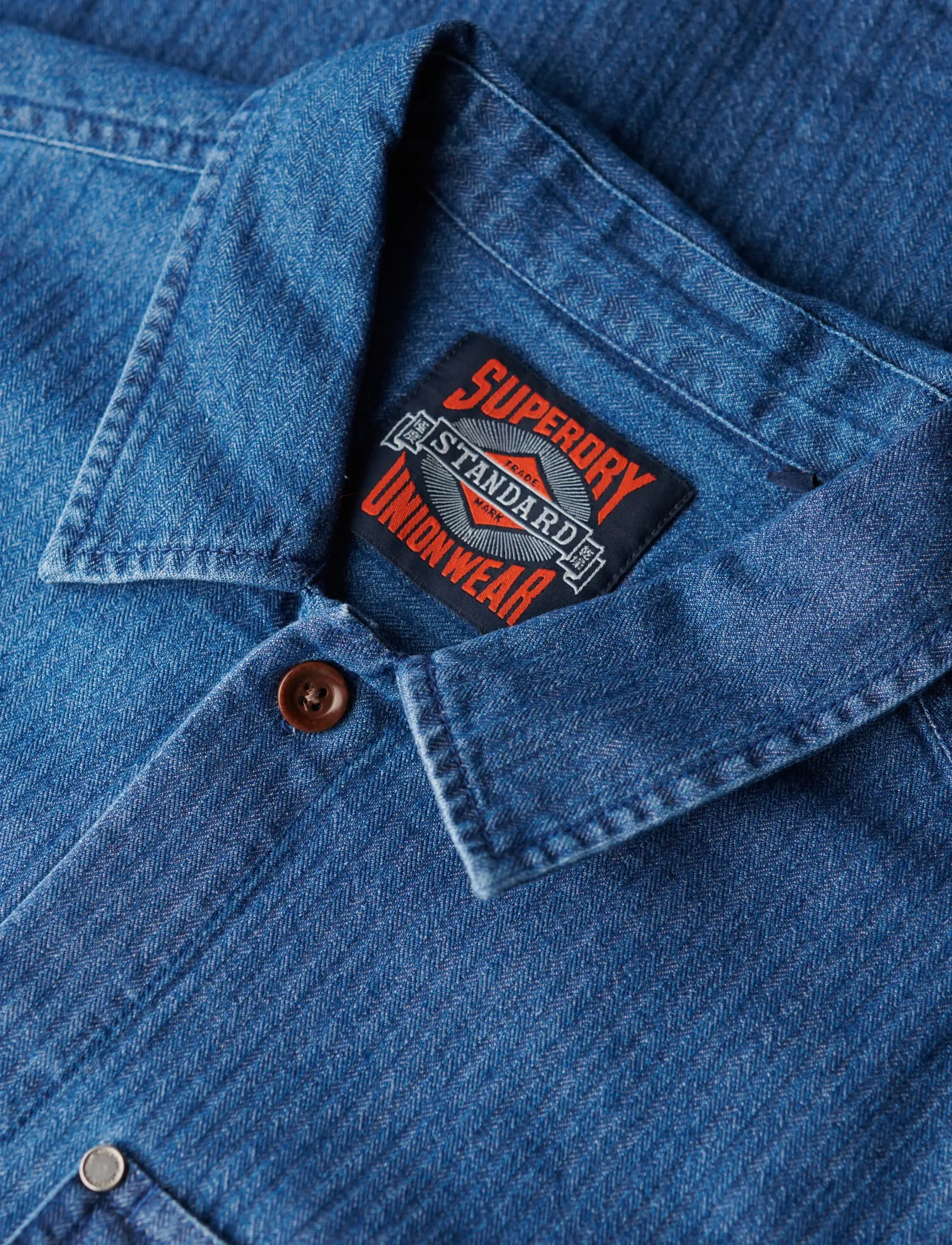 Superdry - MERCHANT INDIGO OVERSHIRT - ofodrade jeansjackor - indigo herringbone - 5