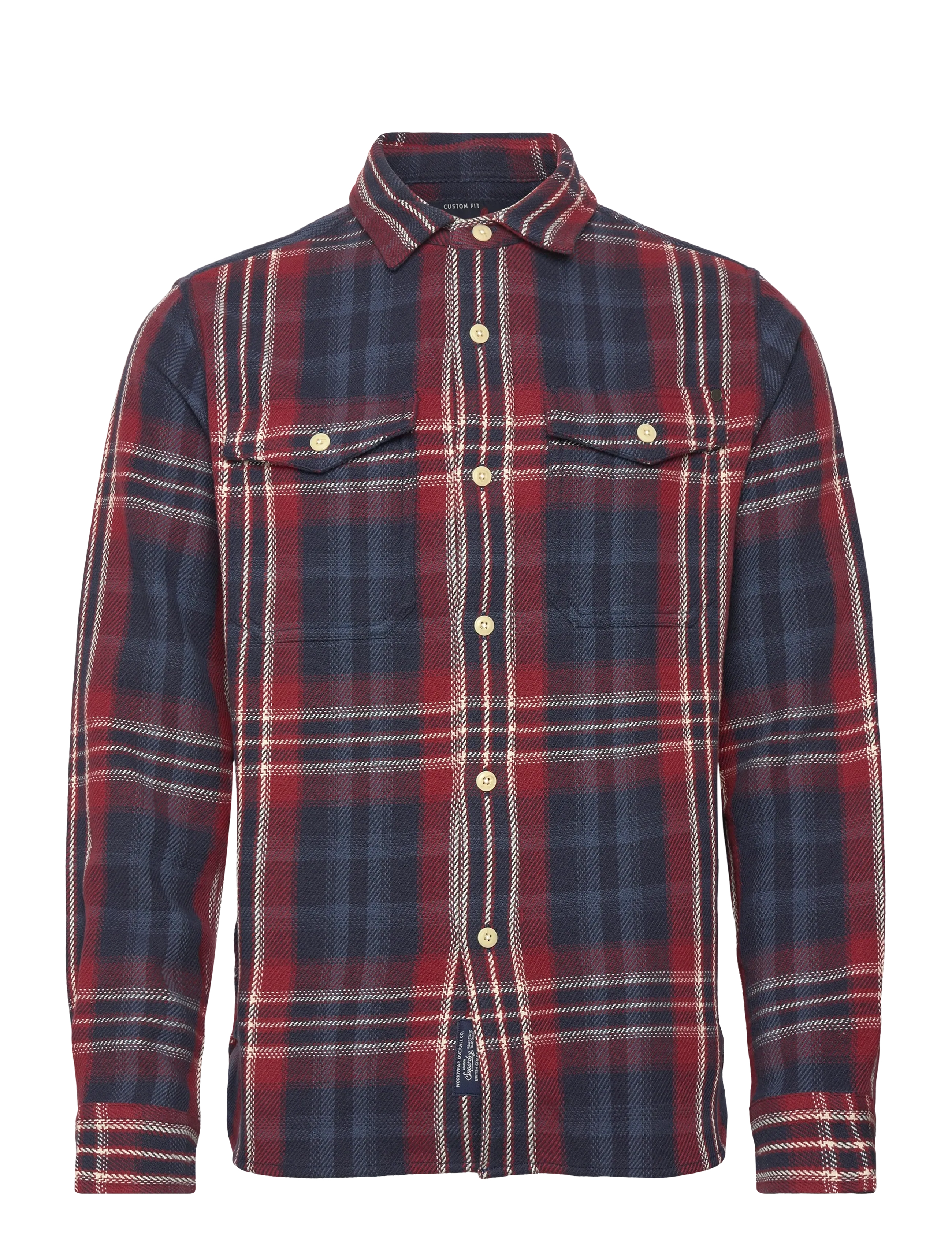 Superdry MERCHANT HEAVY CHECKED SHIRT - Hemden - MERCHANT CHECK NAVY / red