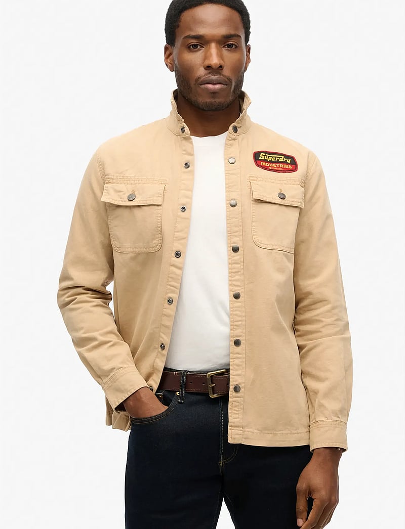Superdry - PATCHED CANVAS OVERSHIRT - kollektioner - shaker beige - 0