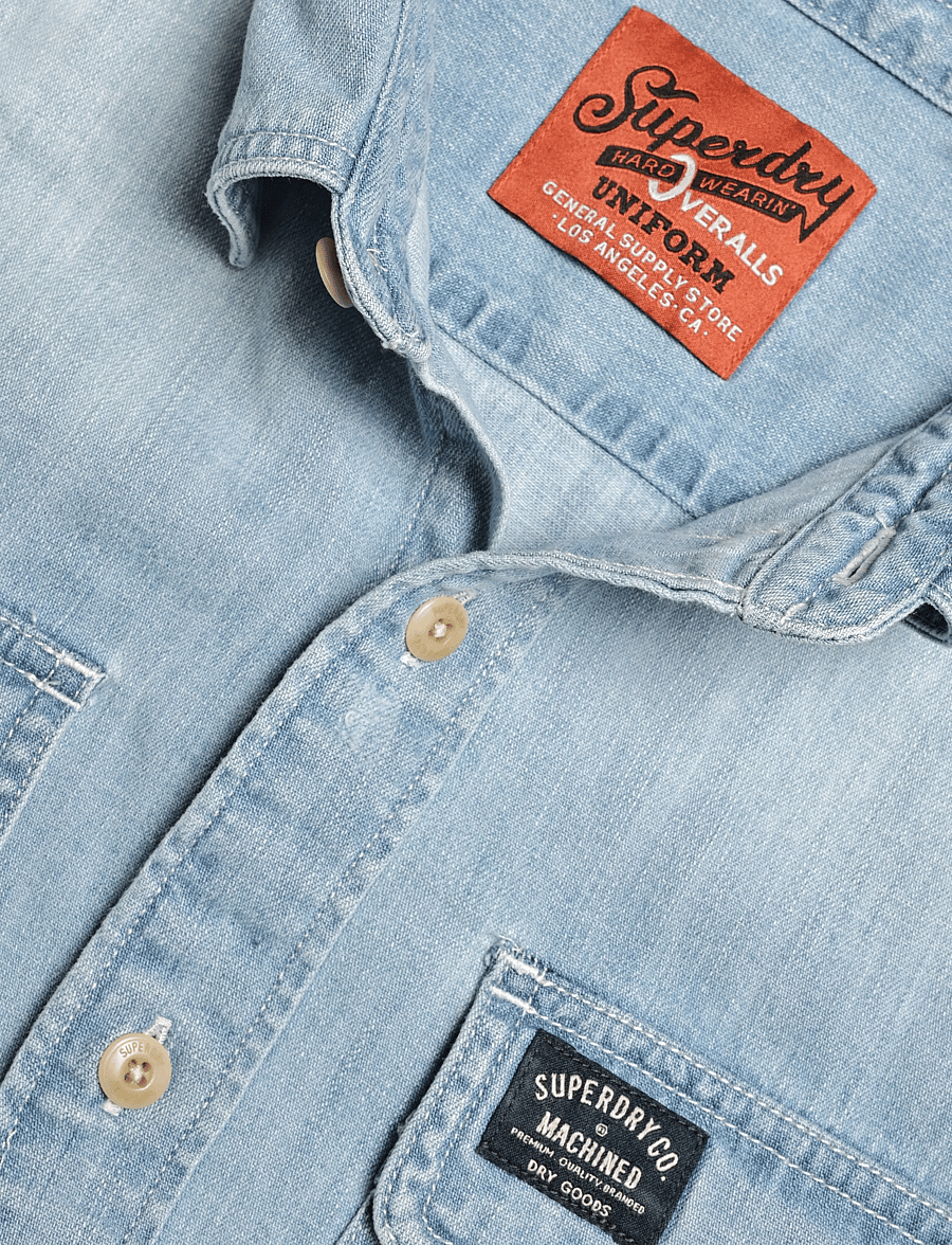 Superdry - EMBROIDERED WORKWEAR SHIRT - jeanshemden - heavy wash - 2