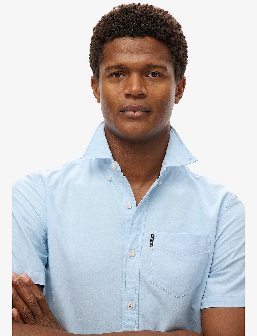 Superdry - OXFORD S/S SHIRT - kortärmade skjortor - classic blue - 2