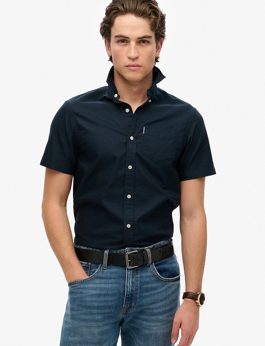 Superdry - OXFORD S/S SHIRT - kurzarmhemden - eclipse navy - 0