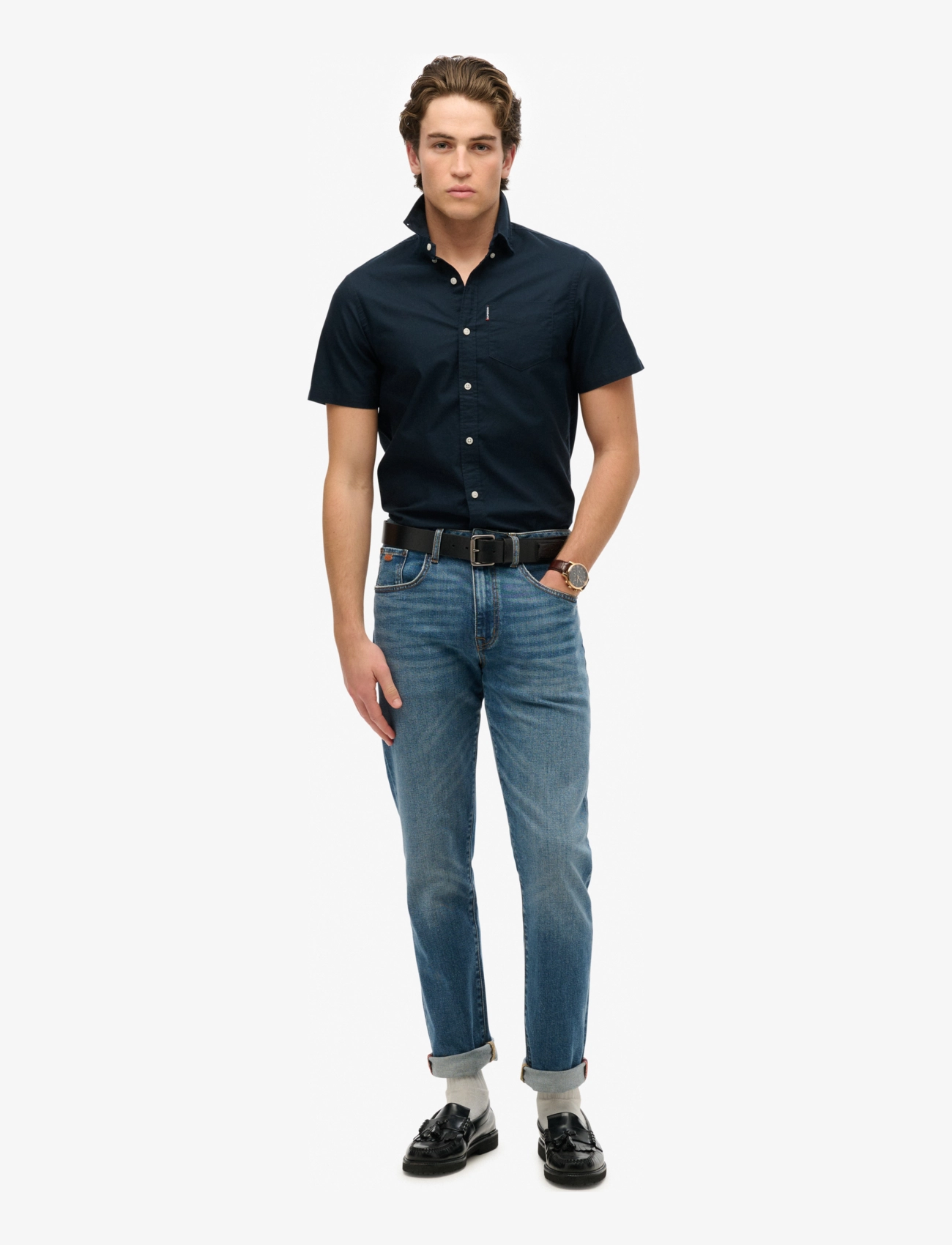 Superdry - OXFORD S/S SHIRT - kurzarmhemden - eclipse navy - 3