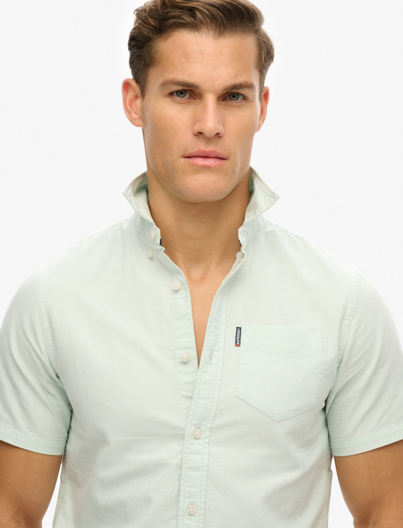 Superdry - OXFORD S/S SHIRT - kortærmede skjorter - light green - 3