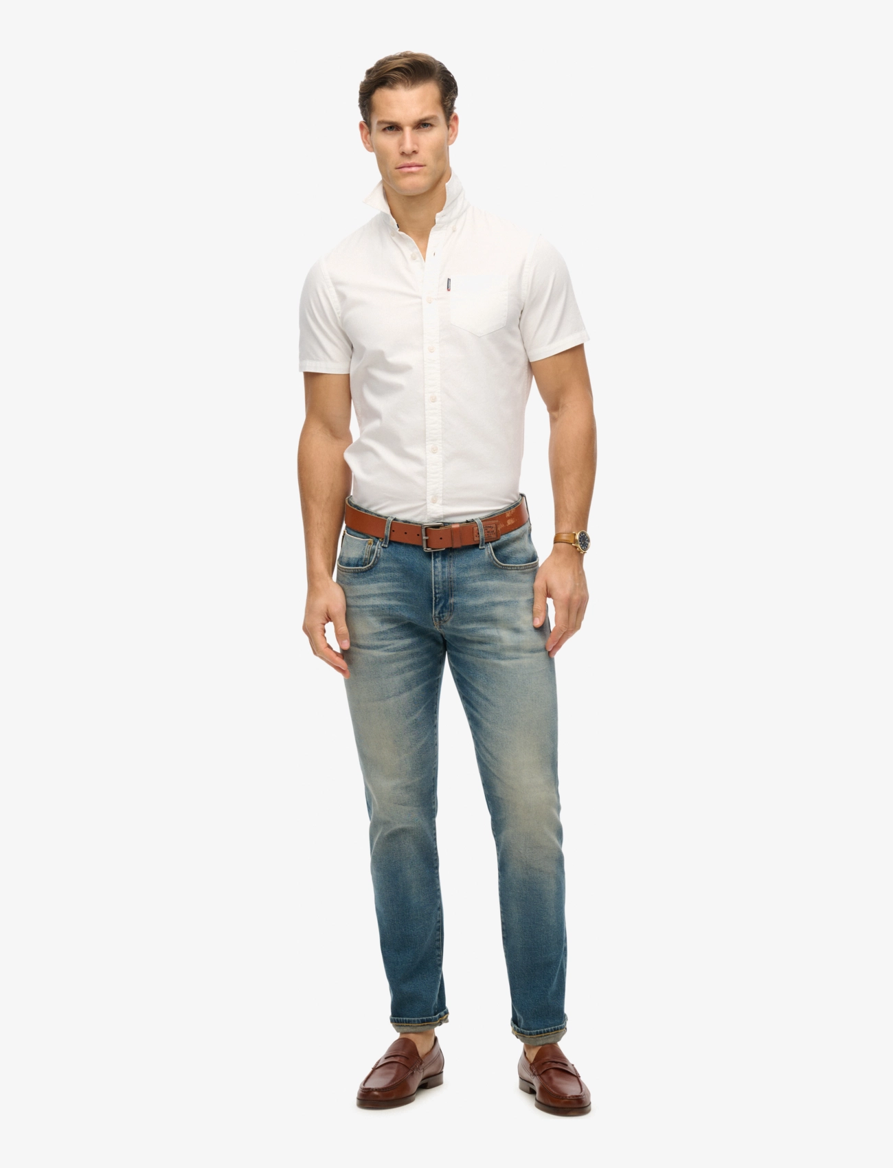 Superdry - OXFORD S/S SHIRT - kurzarmhemden - optic - 3
