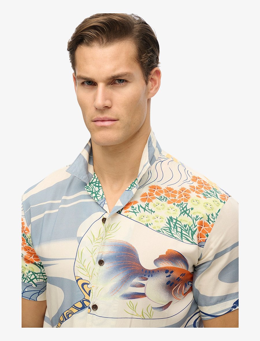 Superdry - MERCHANT HAWAIIAN SHIRT - casual skjortor - ryusunichiwa off white - 2