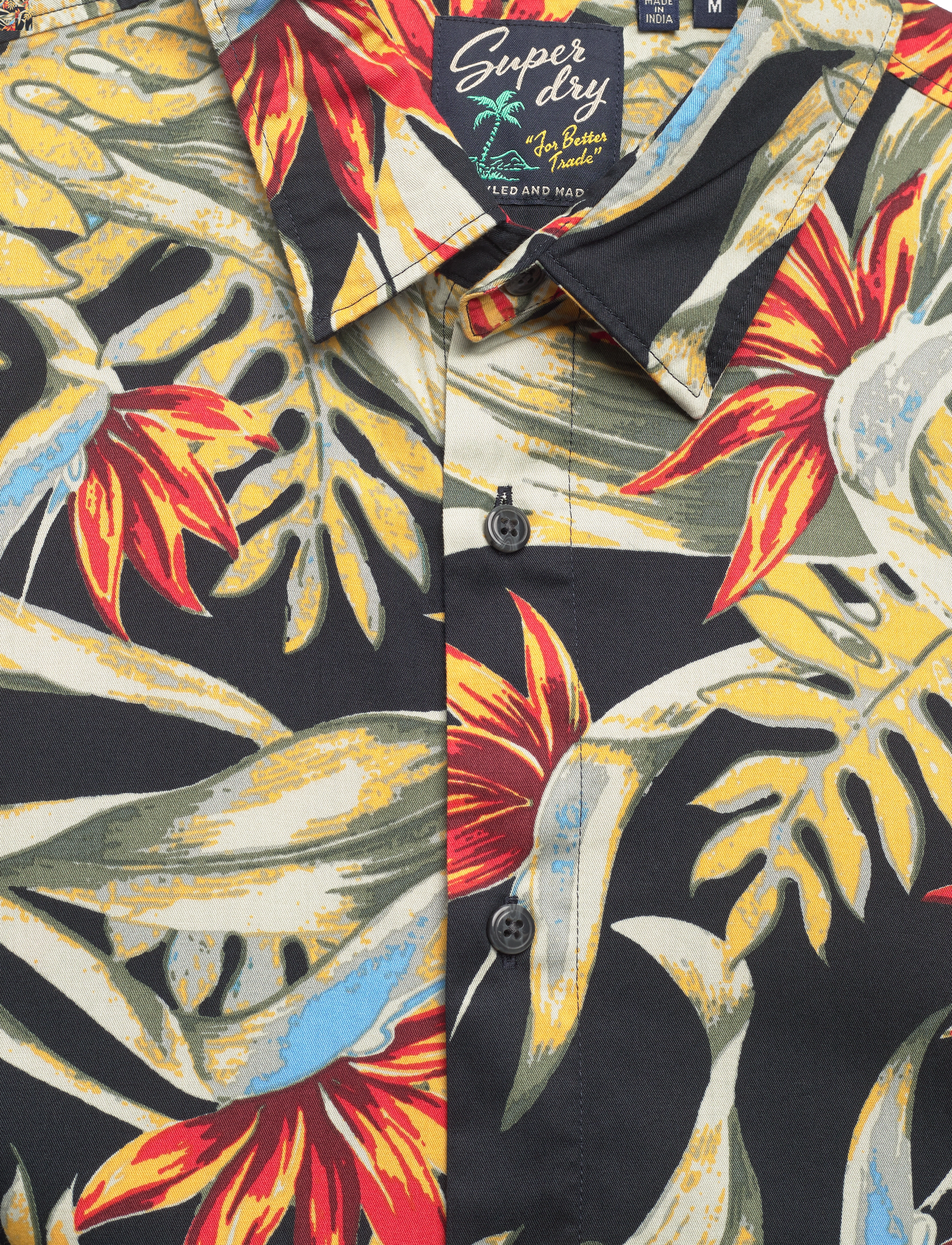 Superdry - HAWAIIAN PRINT SHIRT - kurzarmhemden - bird of paradise navy - 3