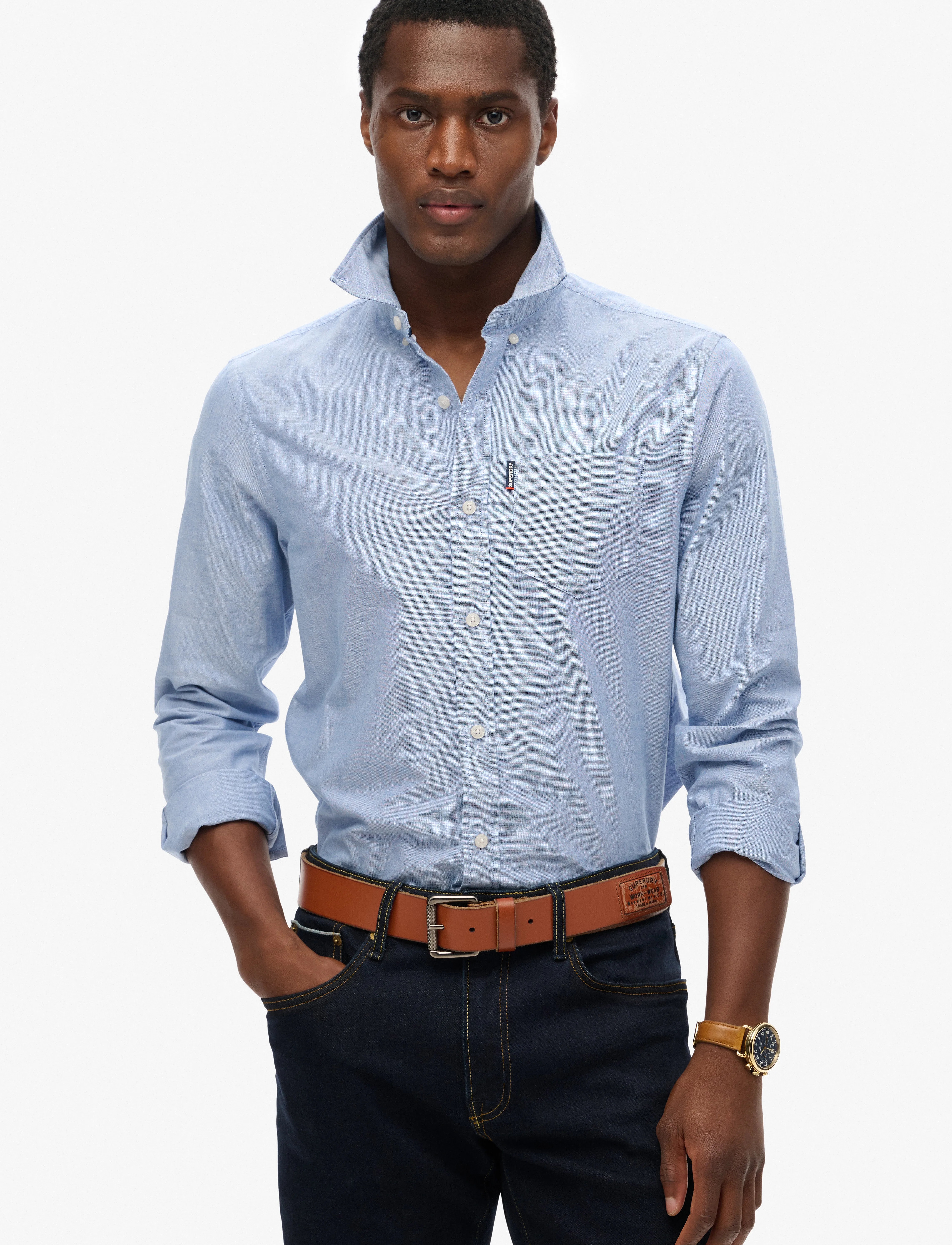 Superdry Essentials Oxford Shirt, XL, Shirts, Blau - Männerswear