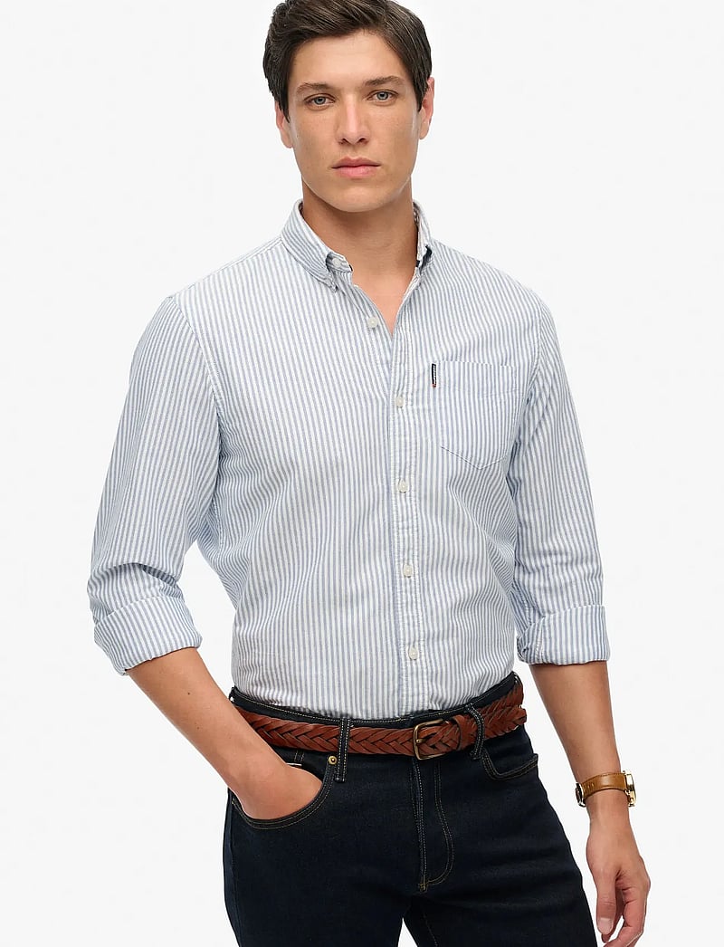 Superdry - ESSENTIALS OXFORD SHIRT - oxford-skjortor - azure blue stripe oxford - 0