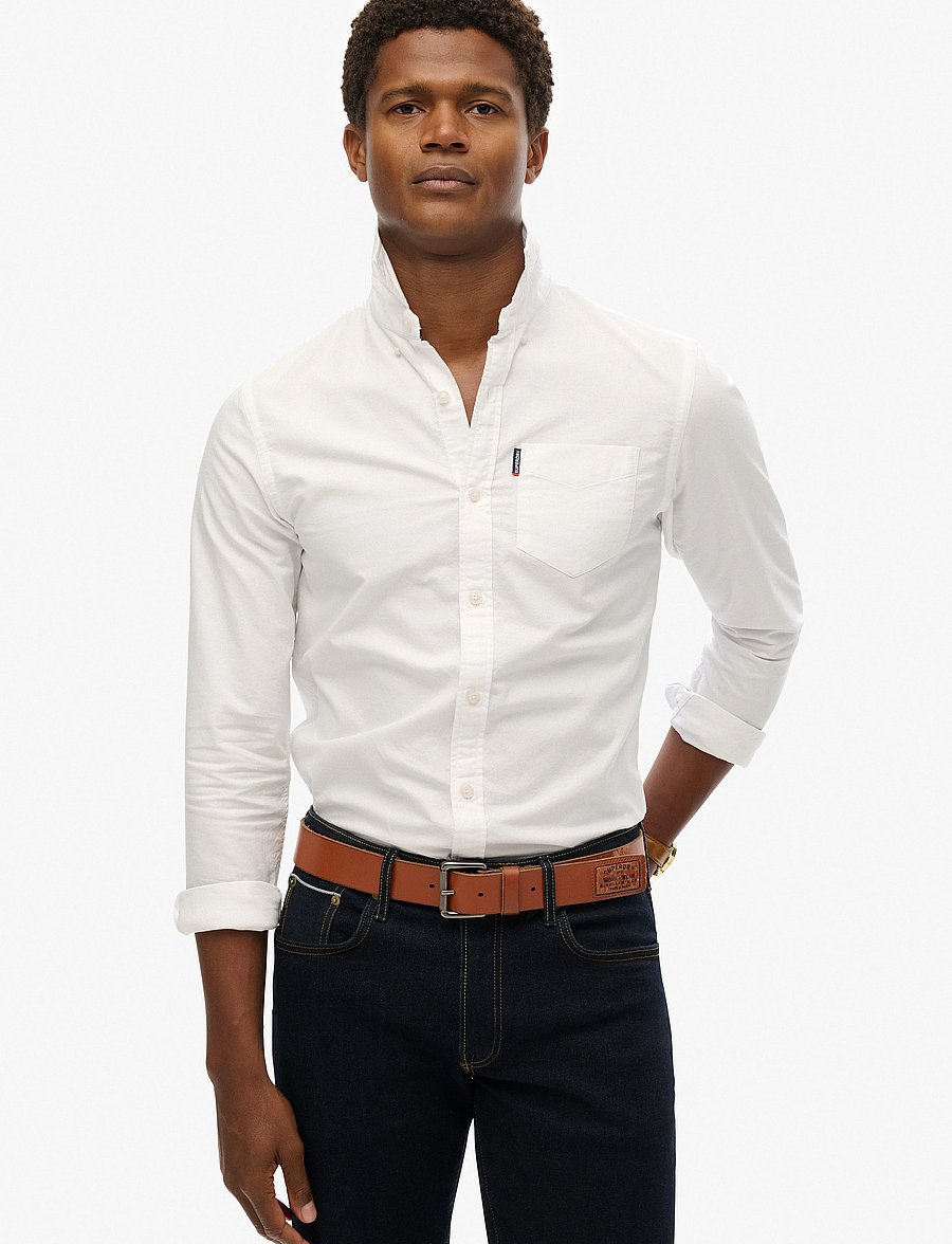 Superdry - ESSENTIALS OXFORD SHIRT - oxfordi särgid - optic white oxford - 0