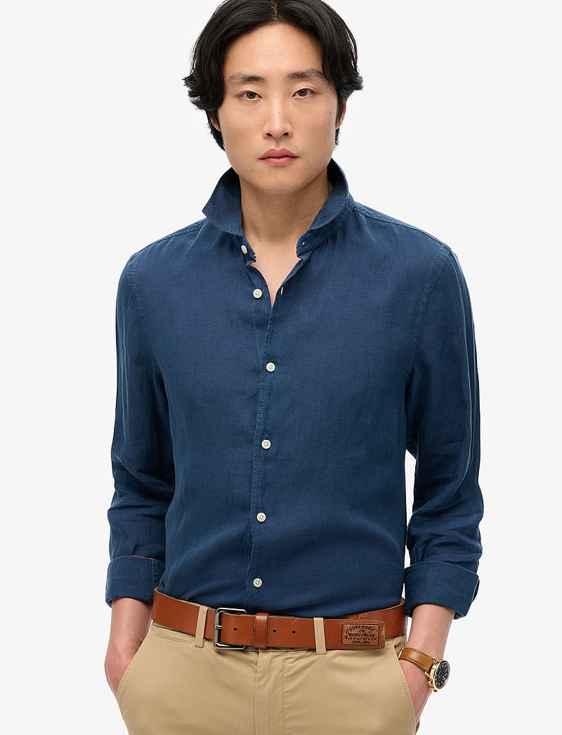 Superdry - VACATION L/S LINEN SHIRT - hørskjorter - navy - 0