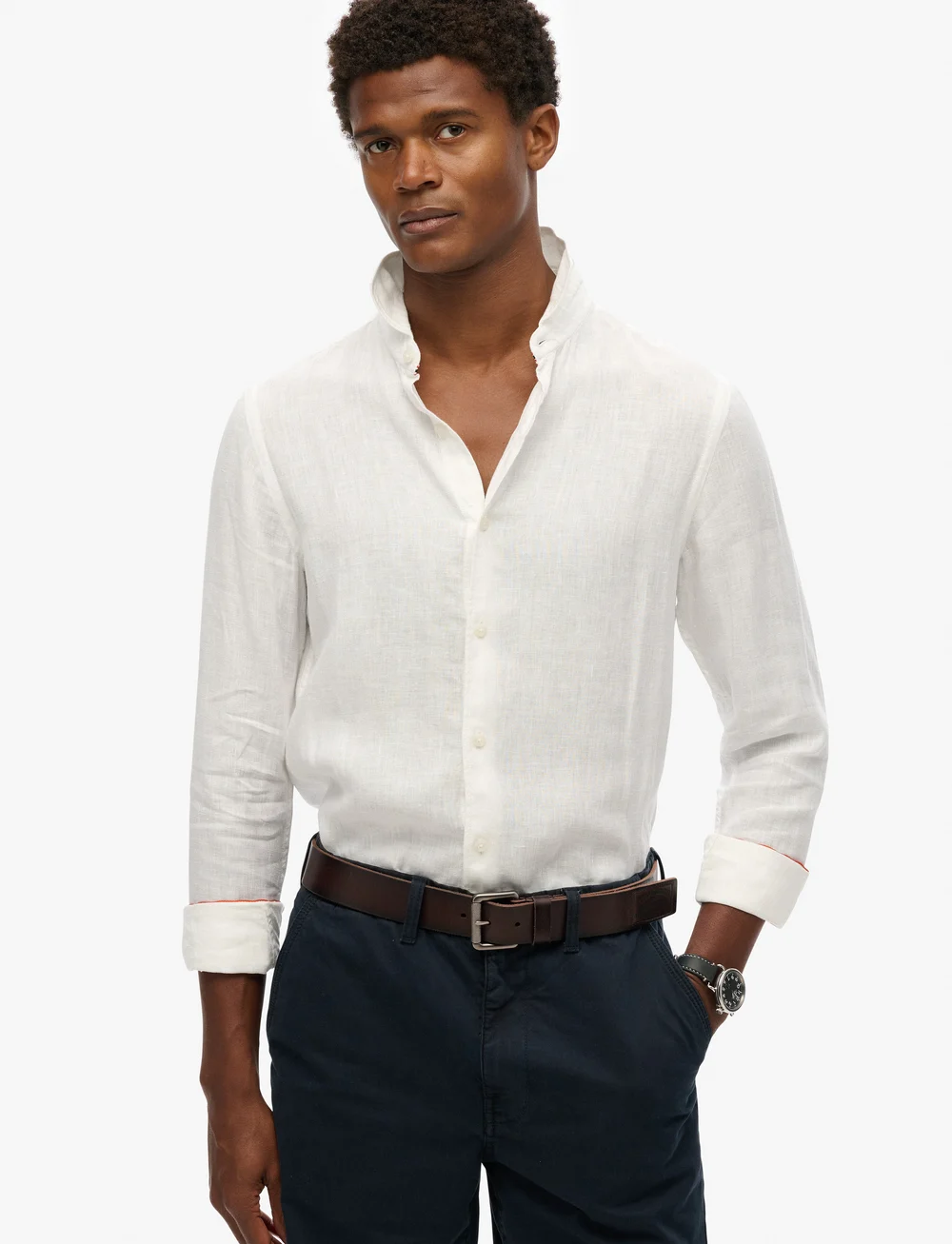 Superdry - VACATION L/S LINEN SHIRT - hørskjorter - optic - 0