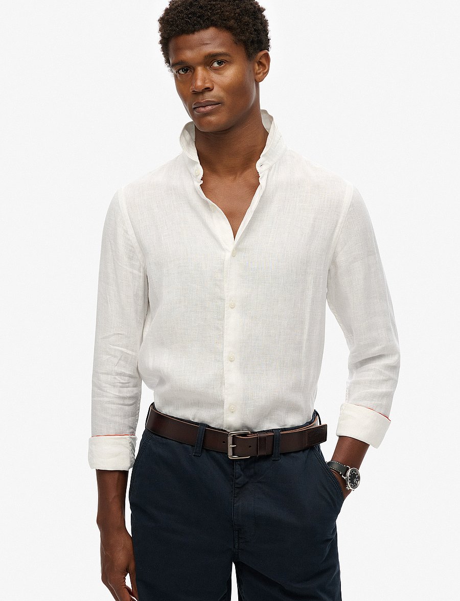 Superdry - VACATION L/S LINEN SHIRT - optic - 0