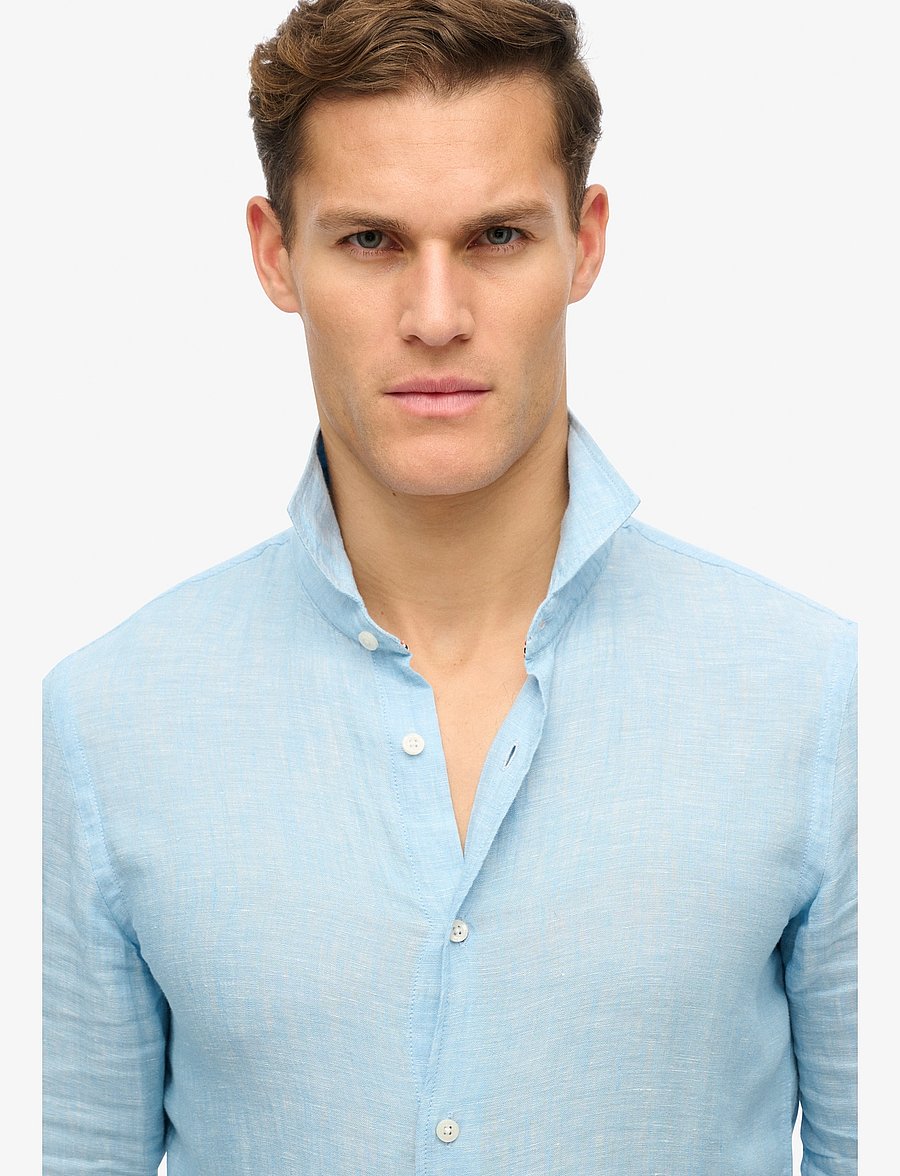 Superdry - VACATION L/S LINEN SHIRT - linneskjortor - sea blue chambray - 2