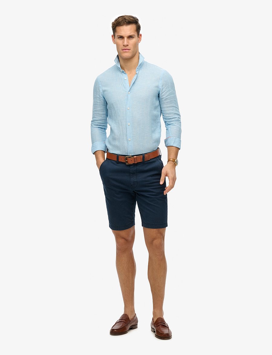 Superdry - VACATION L/S LINEN SHIRT - linneskjortor - sea blue chambray - 3
