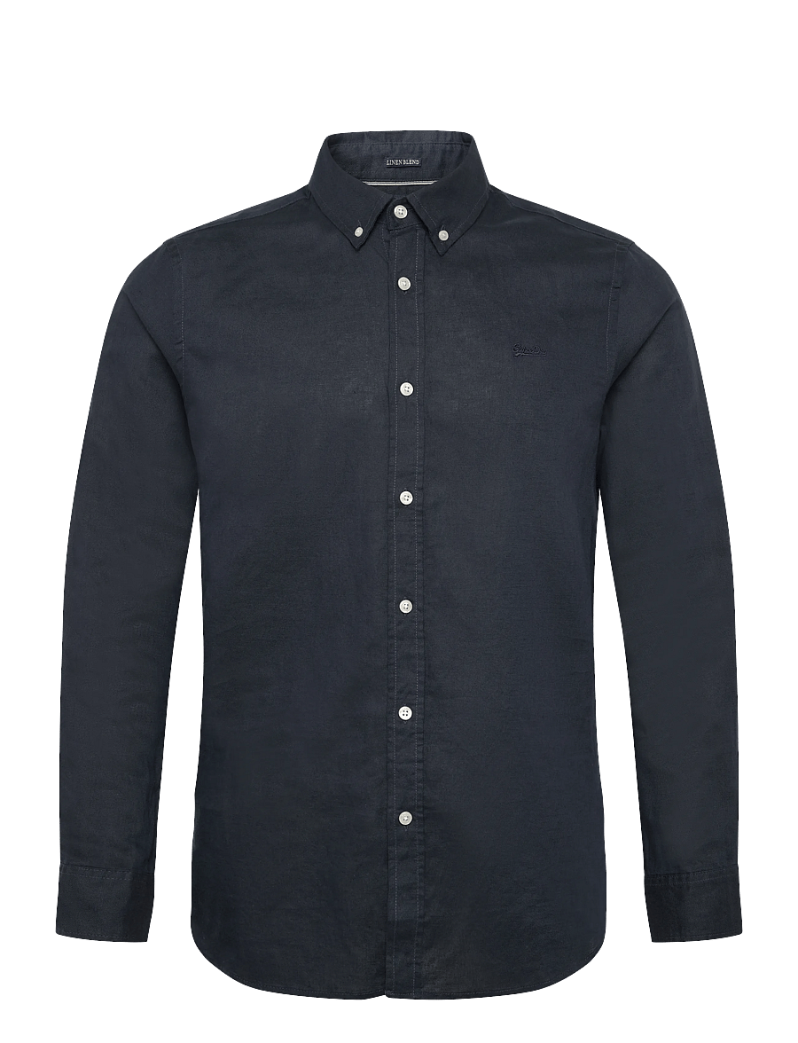 Superdry - COTTON LINEN LS SHIRT - linen shirts - eclipse navy - 1
