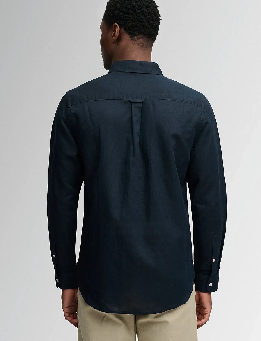 Superdry - COTTON LINEN LS SHIRT - linneskjortor - eclipse navy - 2