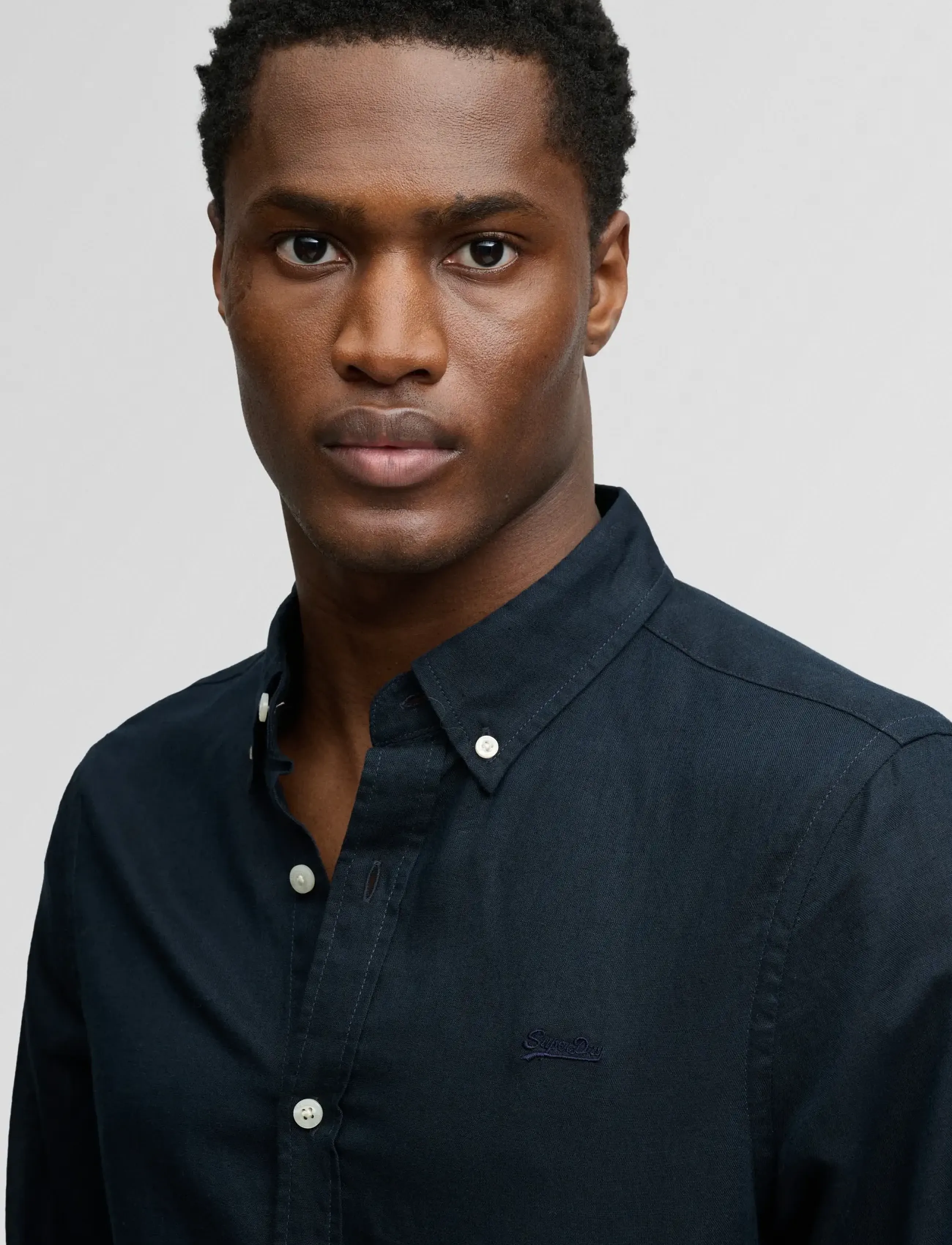 Superdry - COTTON LINEN LS SHIRT - linneskjortor - eclipse navy - 3