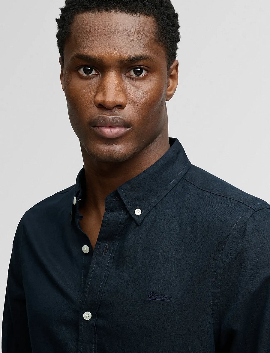 Superdry - COTTON LINEN LS SHIRT - linneskjortor - eclipse navy - 3