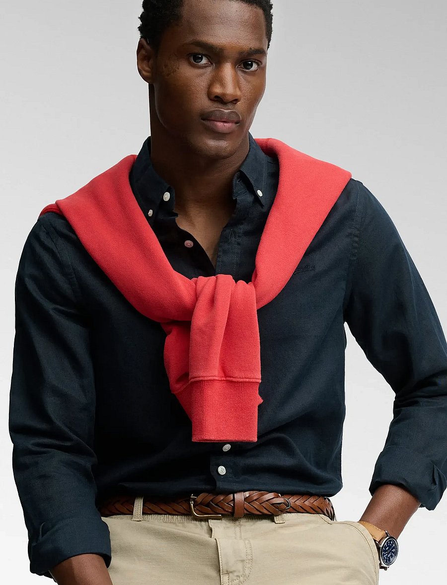 Superdry - COTTON LINEN LS SHIRT - linneskjortor - eclipse navy - 4