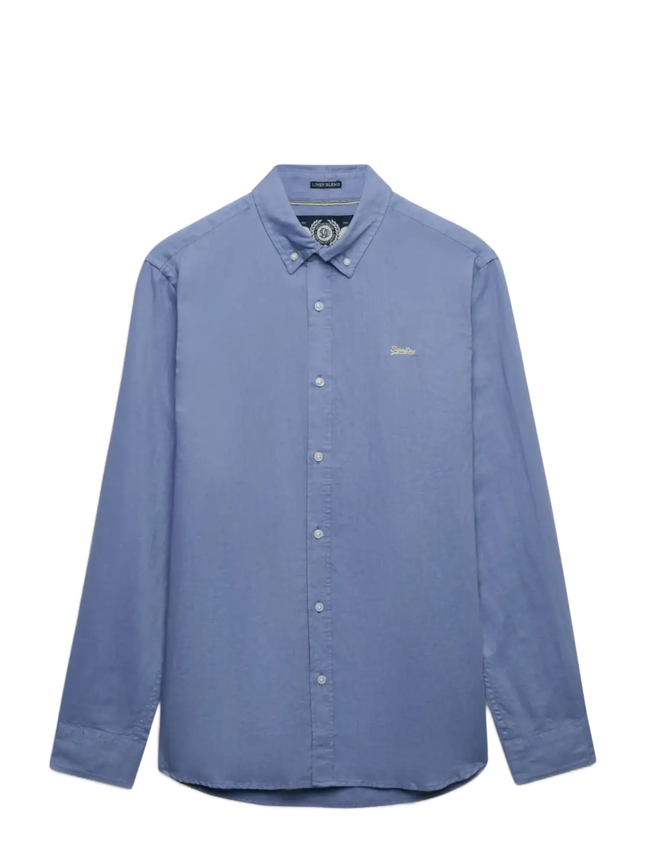 Superdry - COTTON LINEN LS SHIRT - linneskjortor - montauk blue - 1