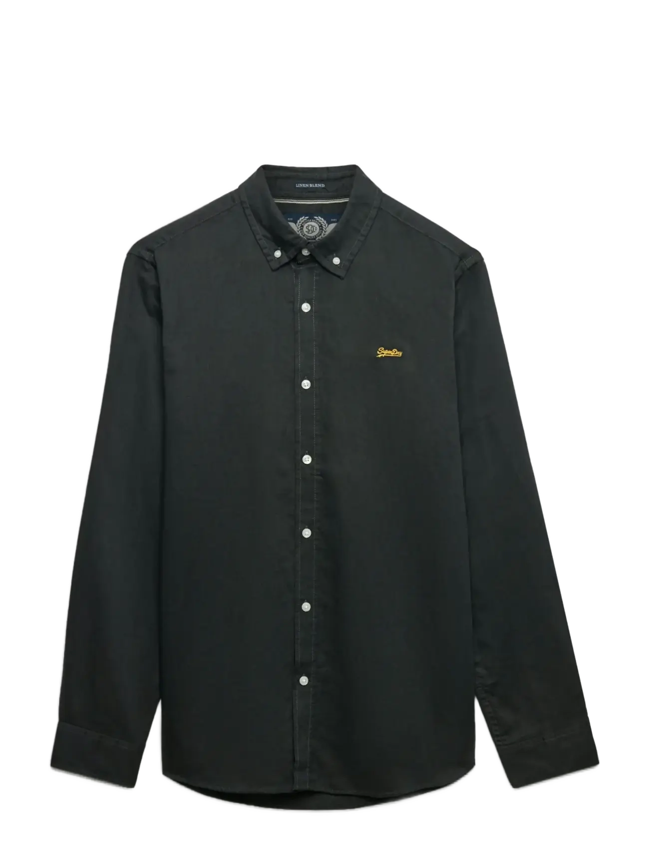 Superdry - COTTON LINEN LS SHIRT - linen shirts - washed black - 1