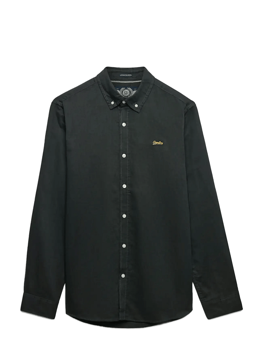 Superdry - COTTON LINEN LS SHIRT - linen shirts - washed black - 1