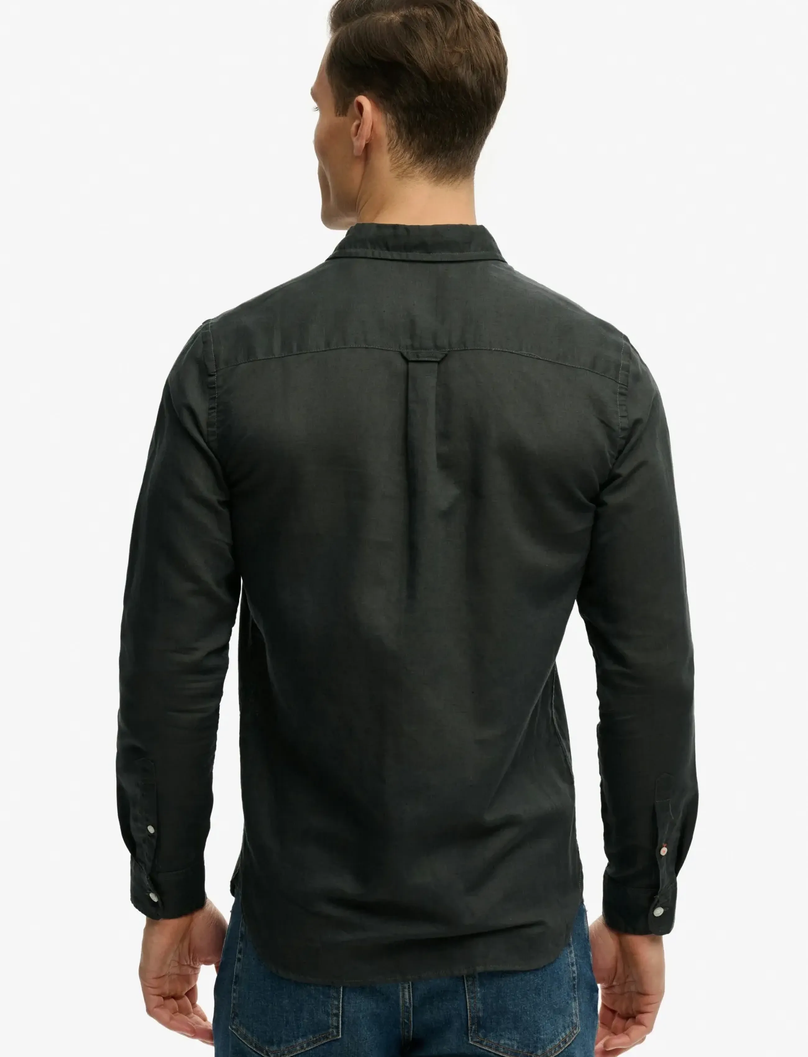 Superdry - COTTON LINEN LS SHIRT - linen shirts - washed black - 3