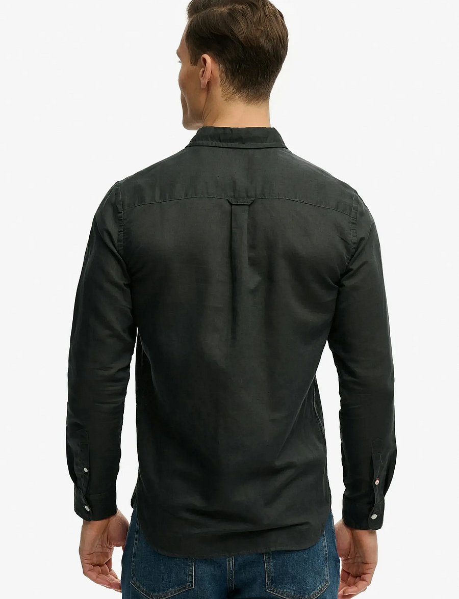 Superdry - COTTON LINEN LS SHIRT - linen shirts - washed black - 3