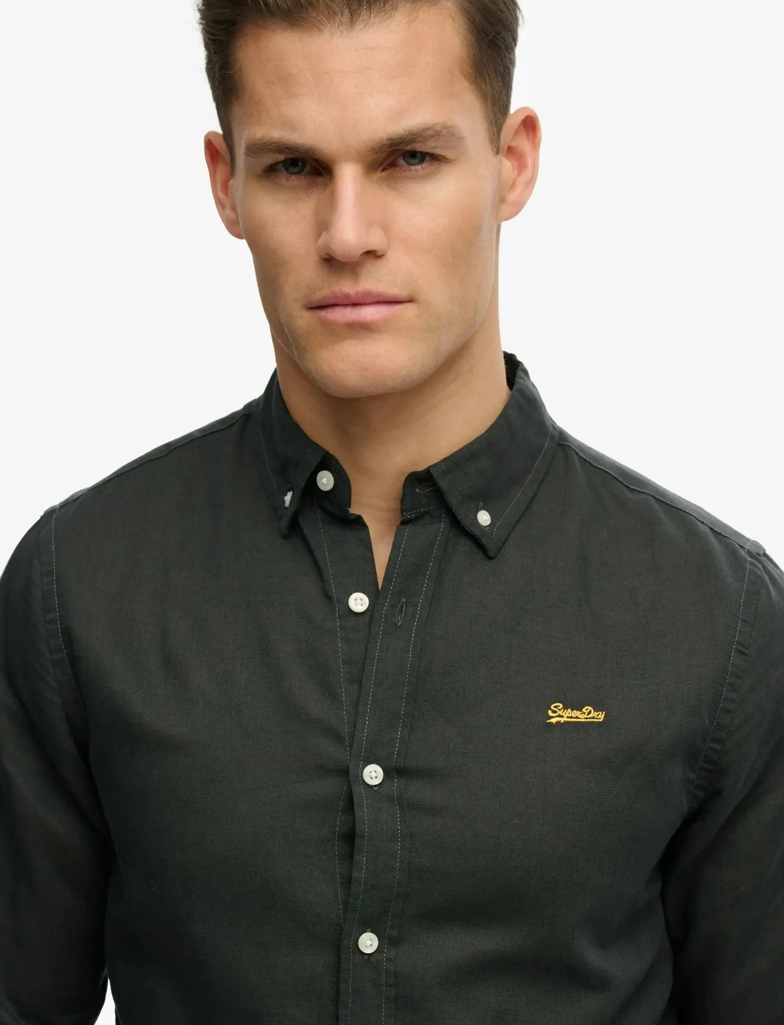 Superdry - COTTON LINEN LS SHIRT - linen shirts - washed black - 4