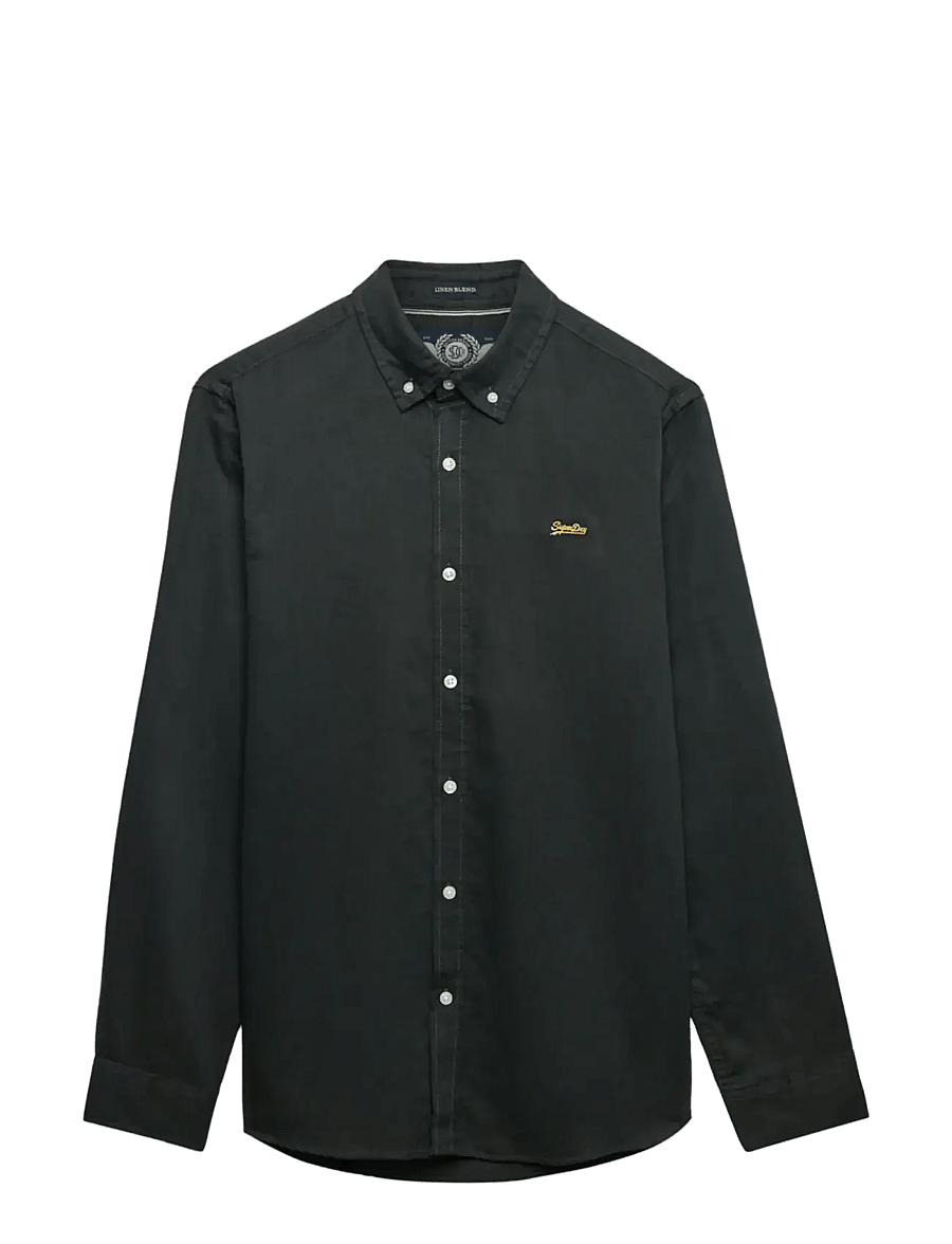 Superdry - COTTON LINEN LS SHIRT - linen shirts - washed black - 2